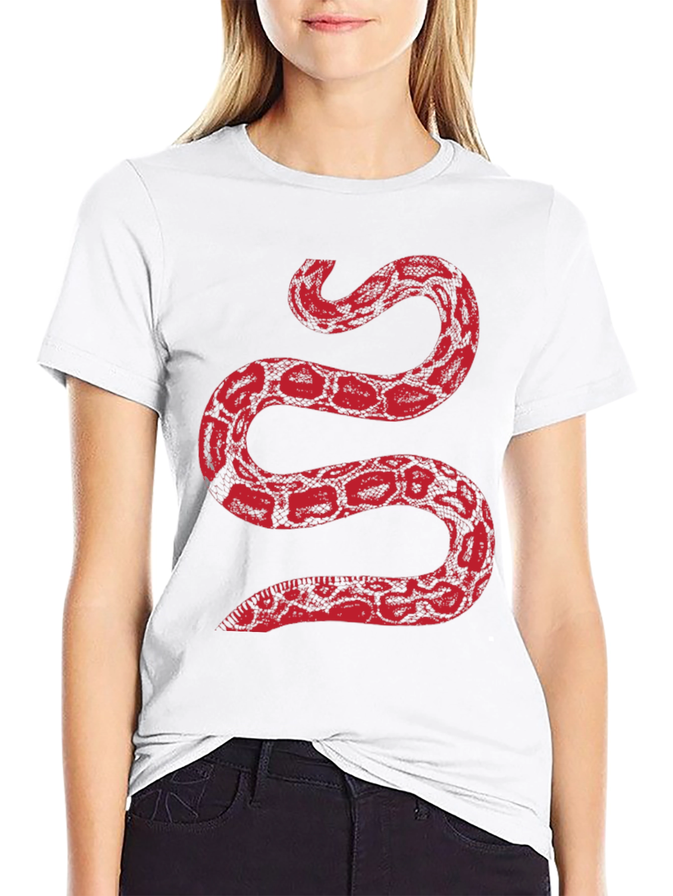 Black T-Shirt with Red Snake Graphic