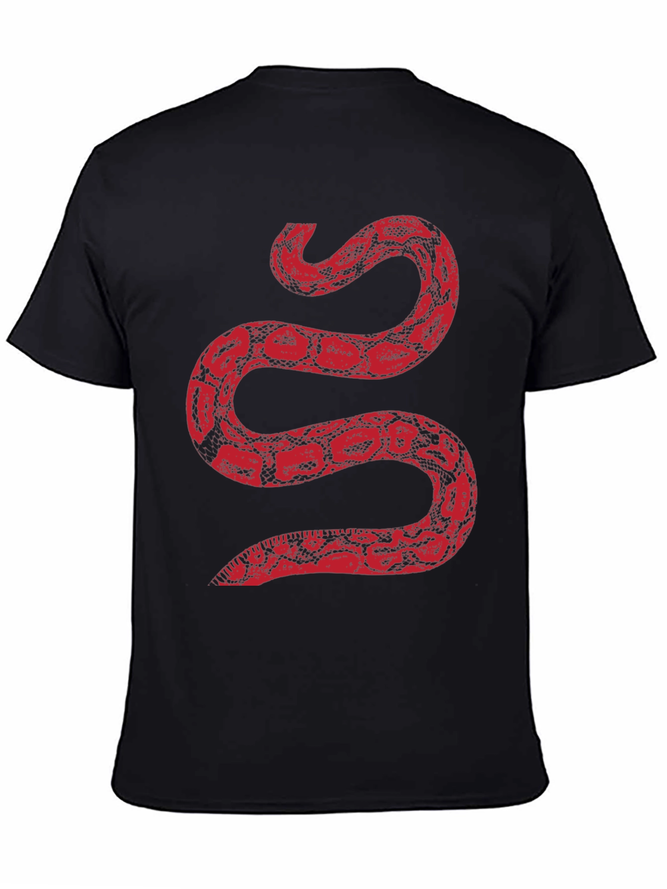 Black T-Shirt with Red Snake Graphic