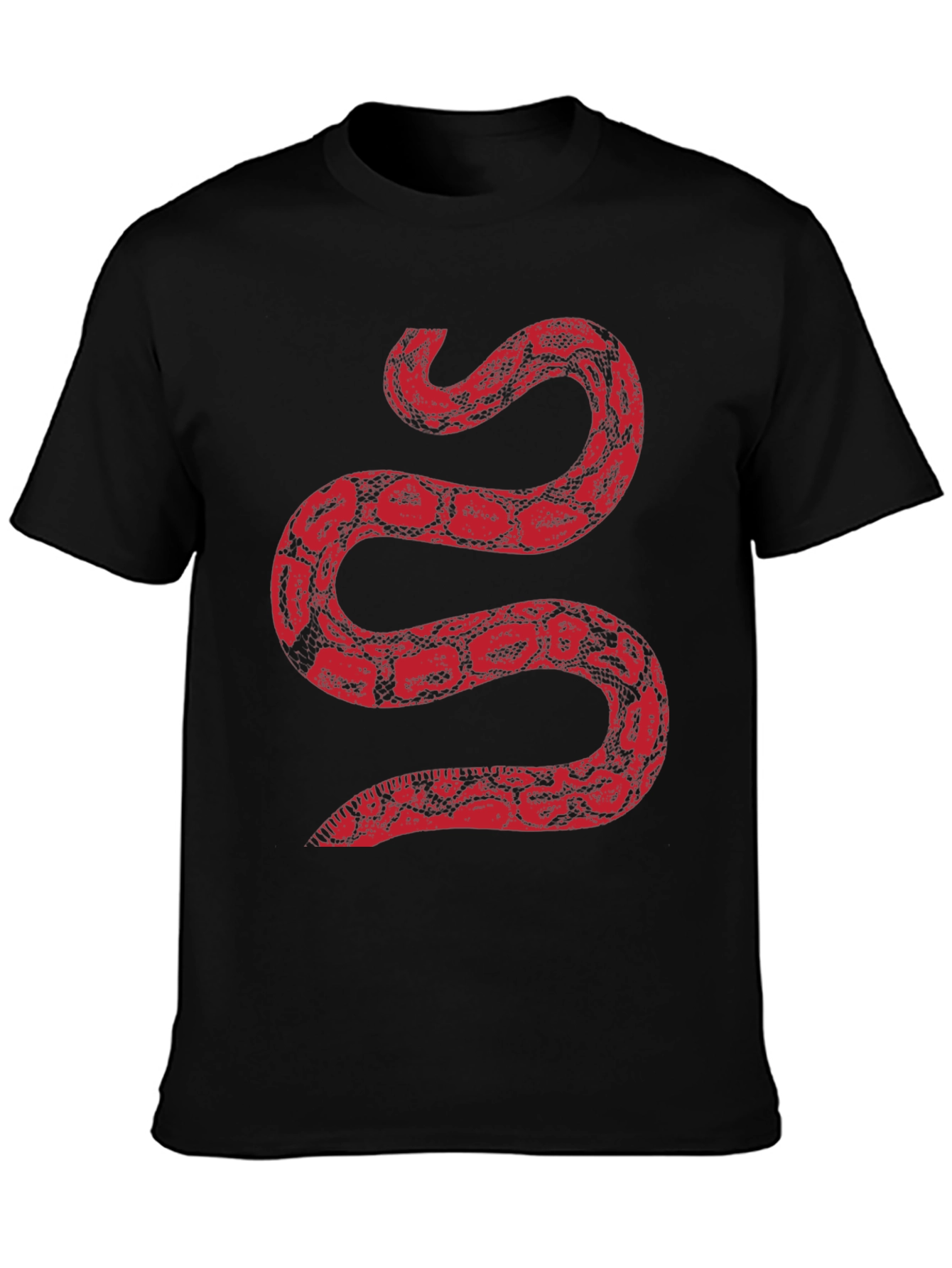Black T-Shirt with Red Snake Graphic