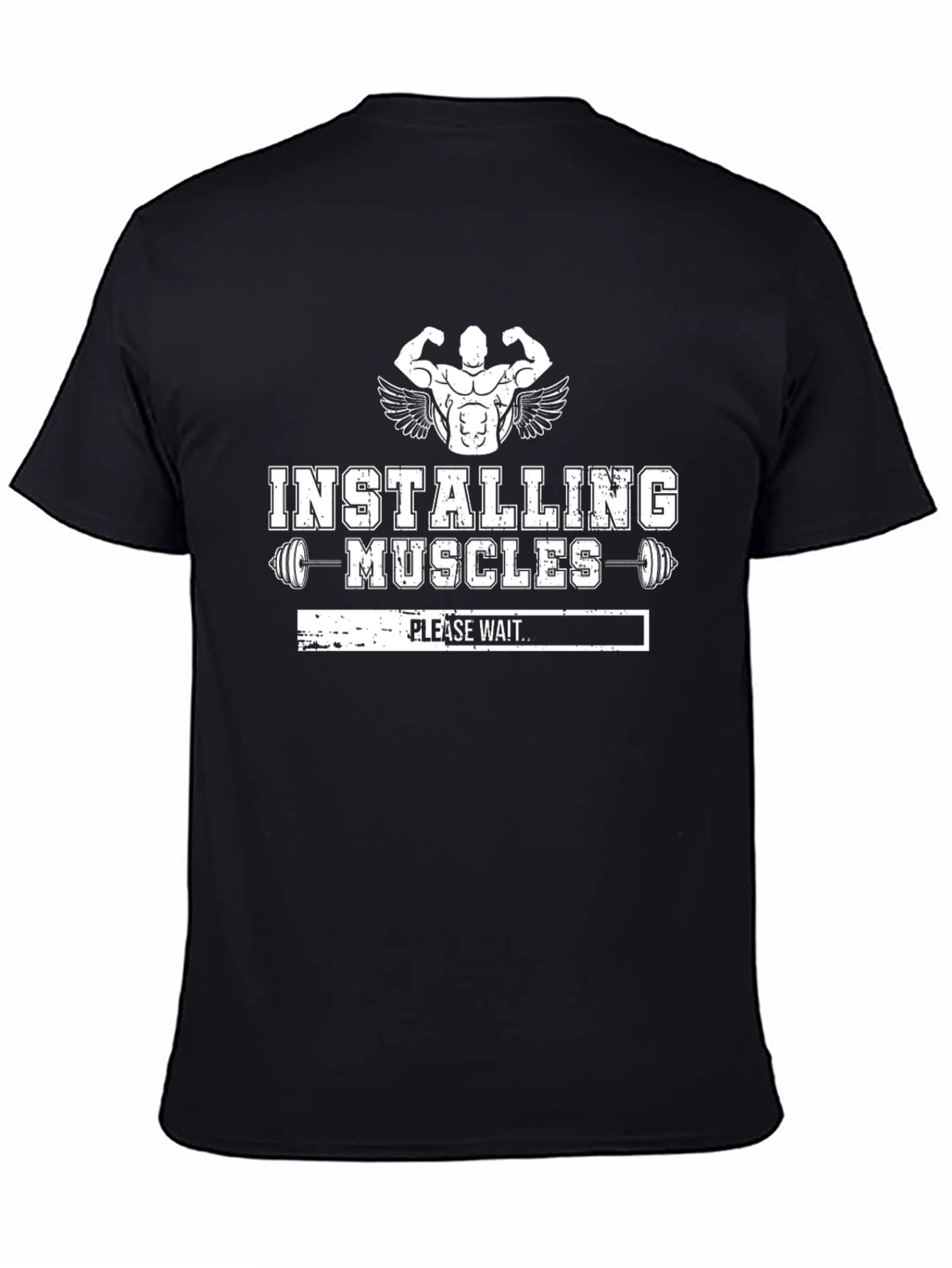 Installing Muscles Mens Black Graphic T-Shirt