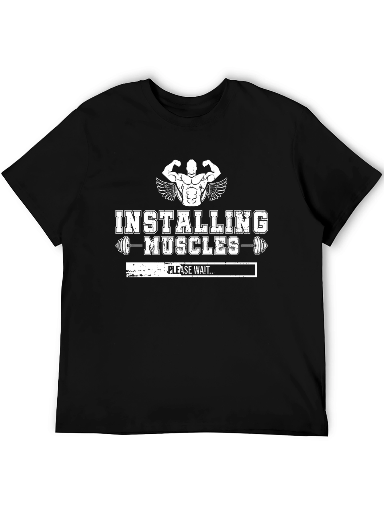 Installing Muscles Mens Black Graphic T-Shirt