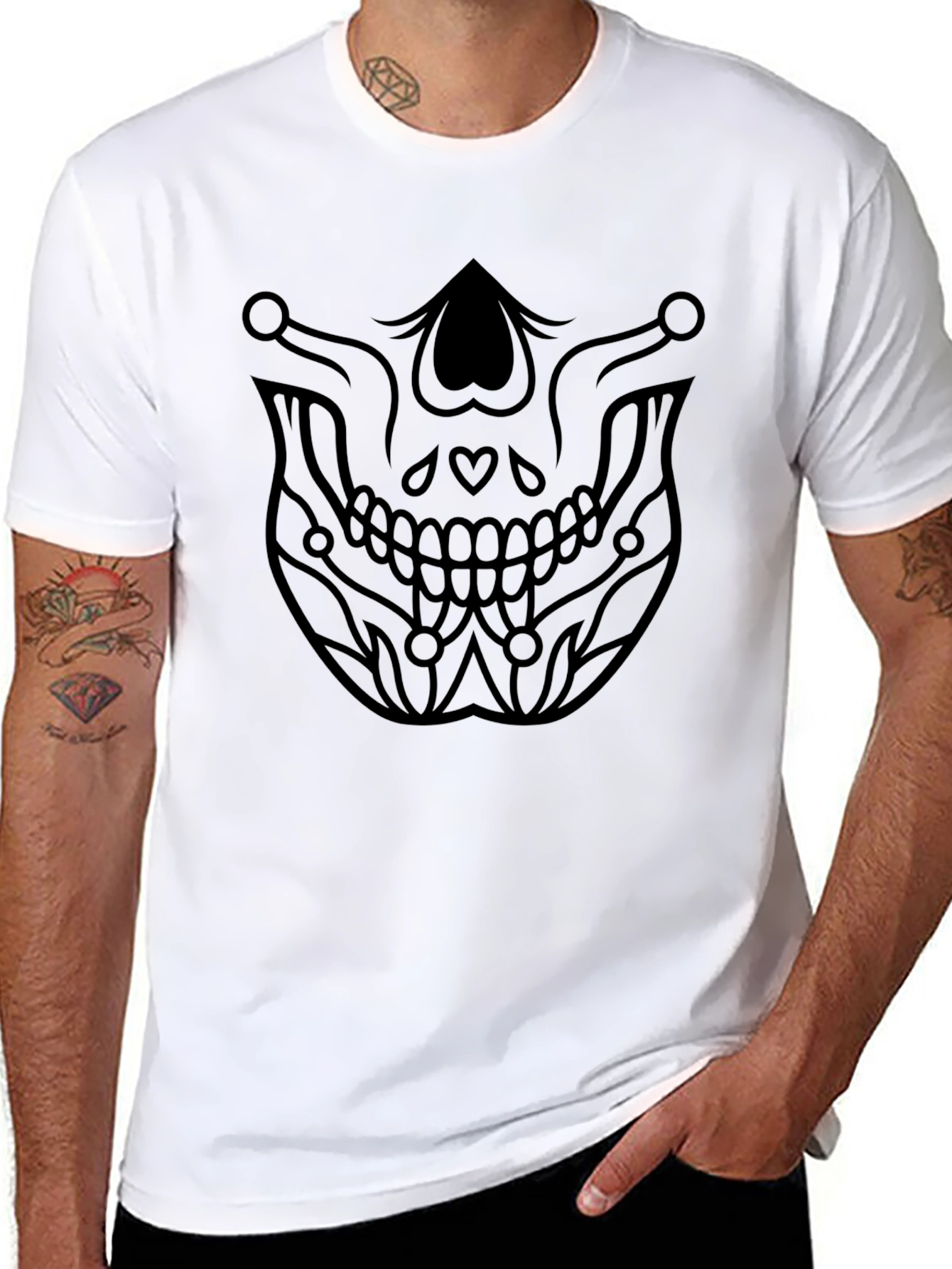 Skull Mask Graphic Tee - Stylish Halloween Shirt