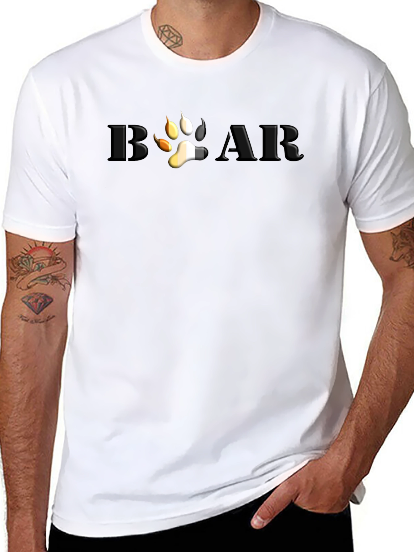 Bear Pride T-Shirt - Embossed Paw Print Design