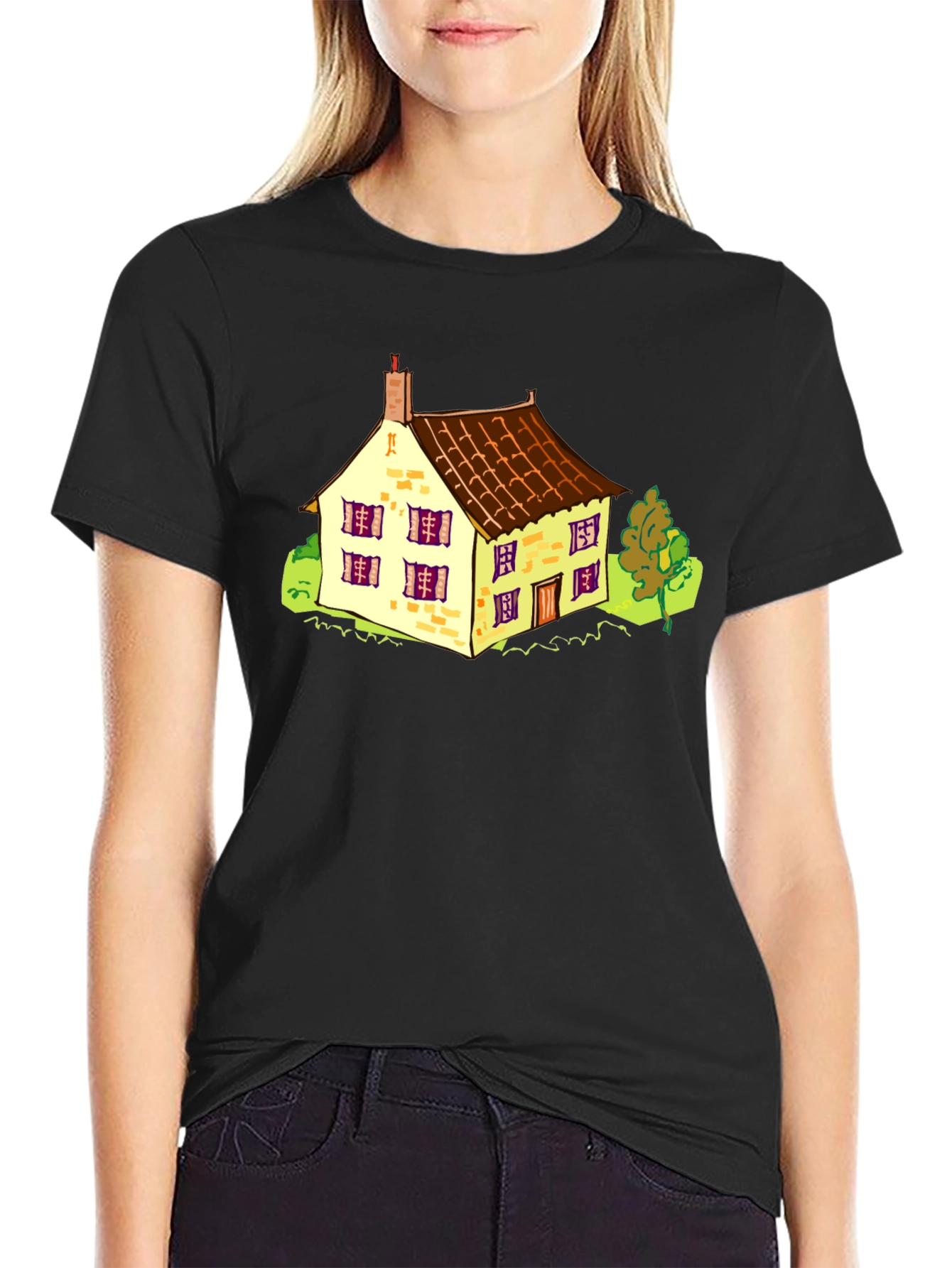 Cartoon House Graphic T-Shirt