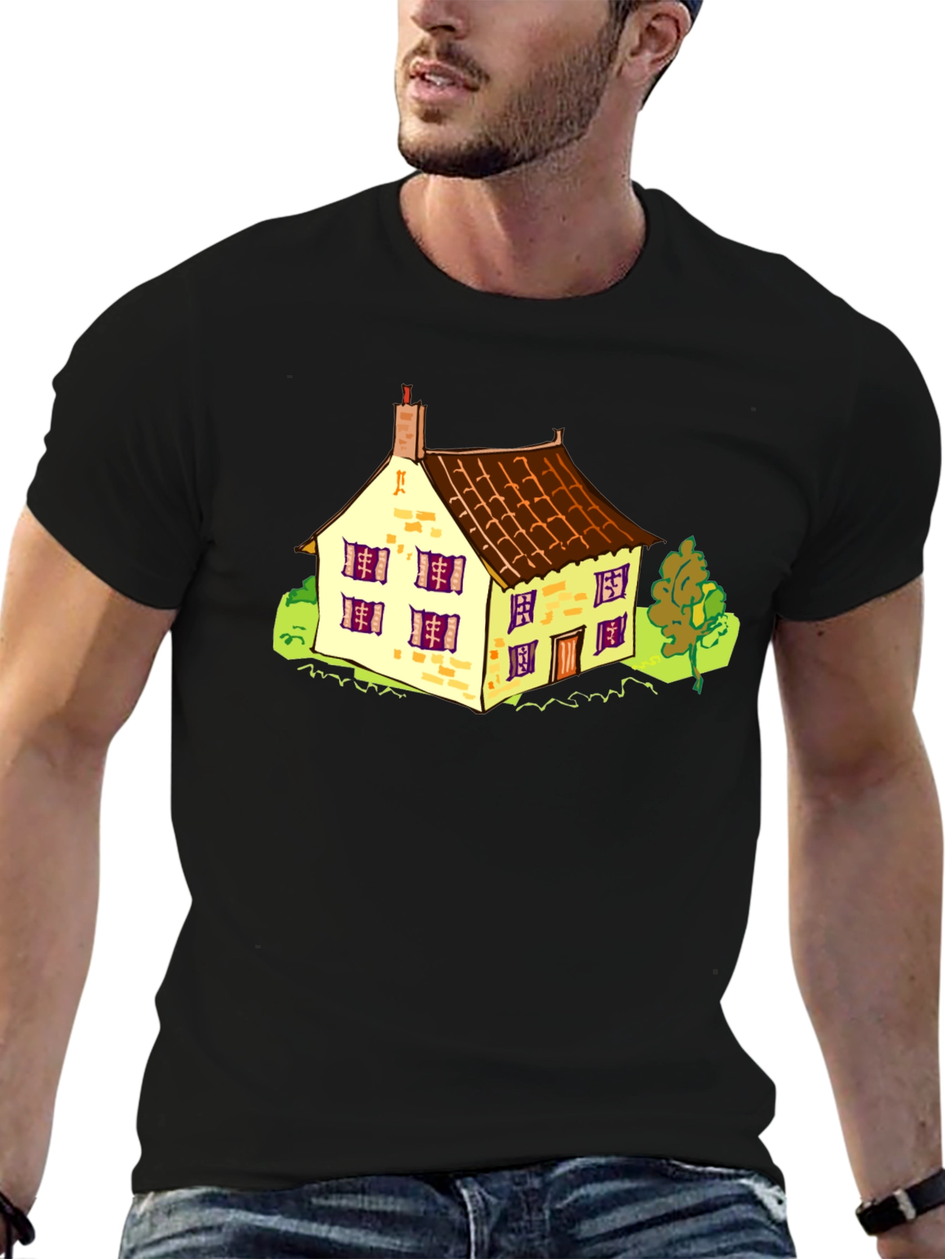 Cartoon House Graphic T-Shirt