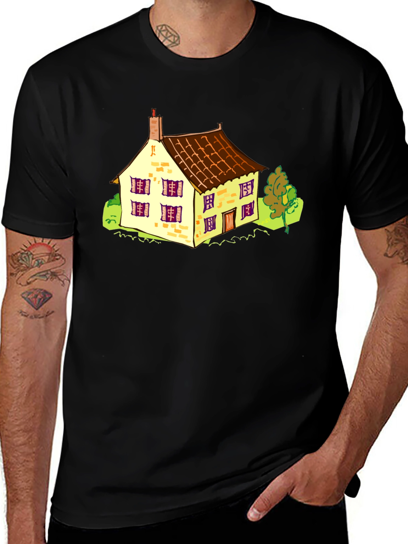 Cartoon House Graphic T-Shirt