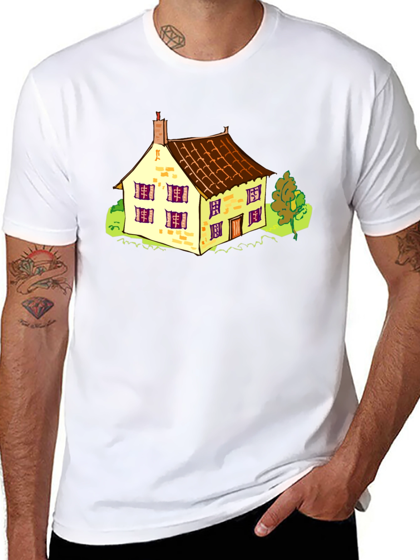 Cartoon House Graphic T-Shirt
