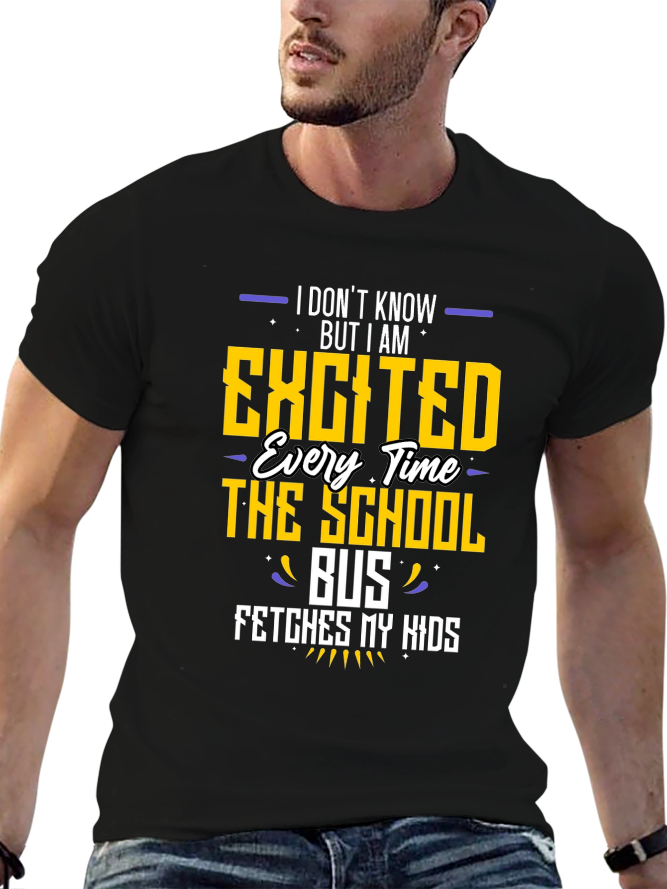 Excited School Bus Dad T-Shirt