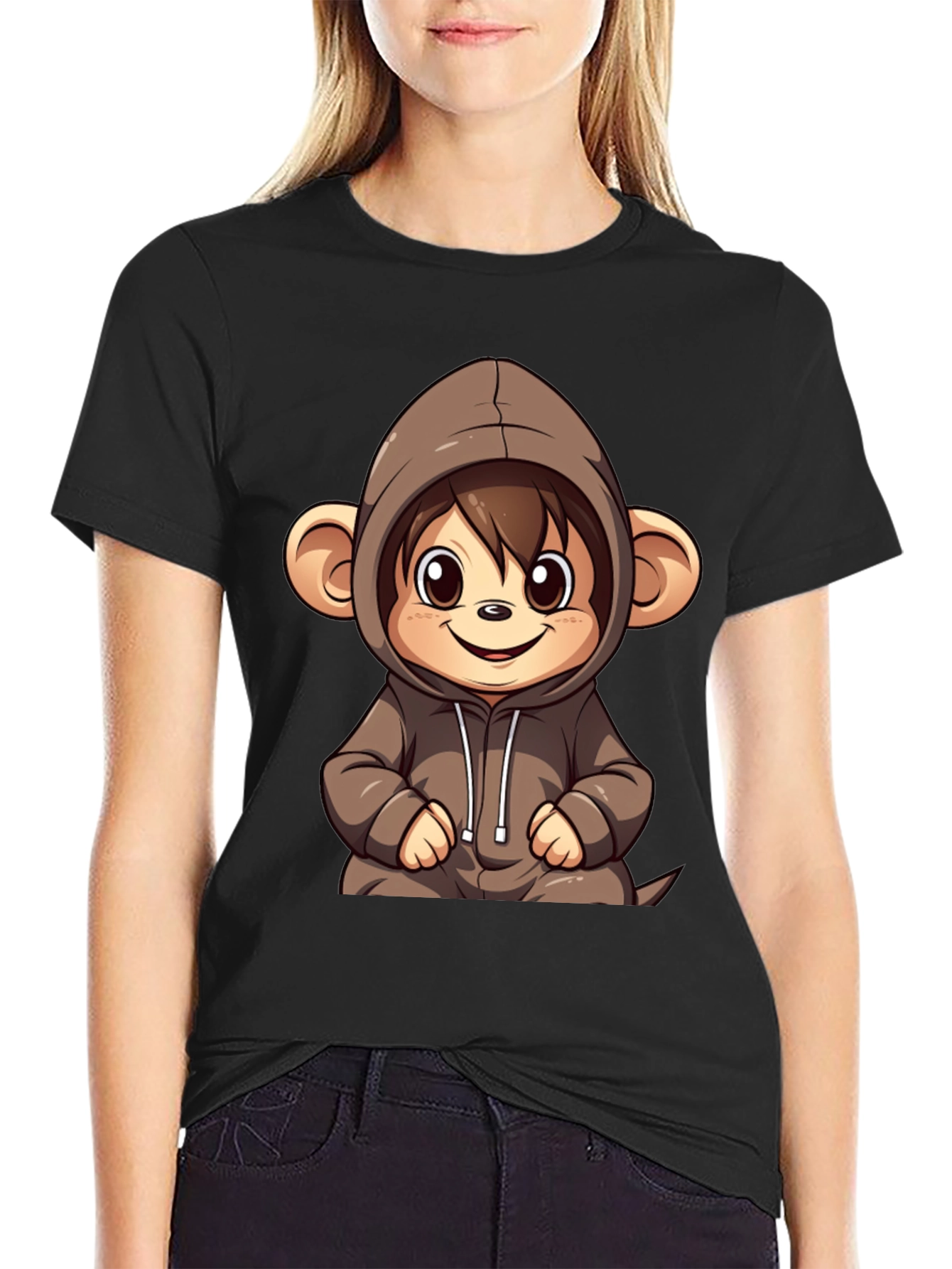 Cute Monkey Hoodie Graphic Tee