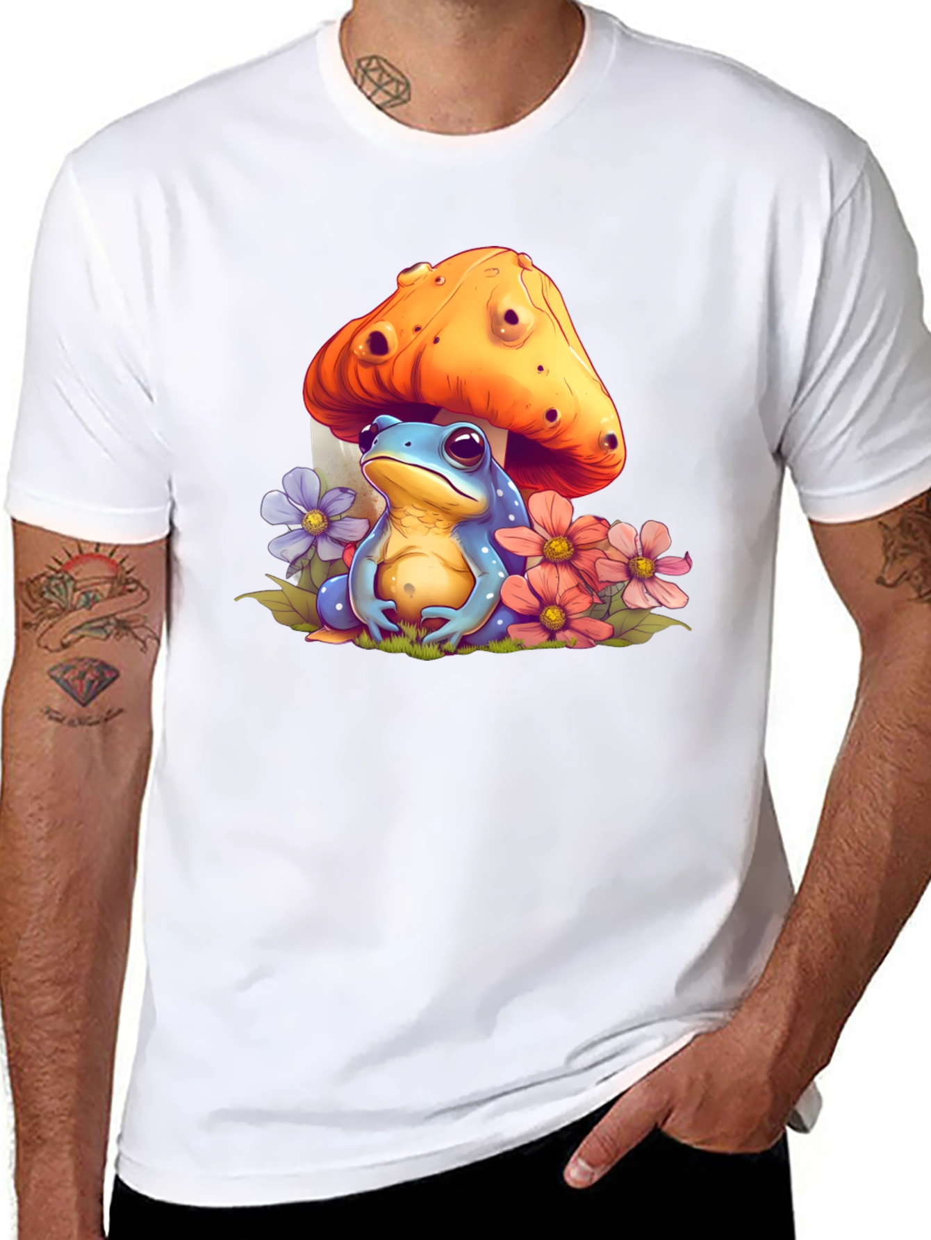 Frog Mushroom Black T-Shirt