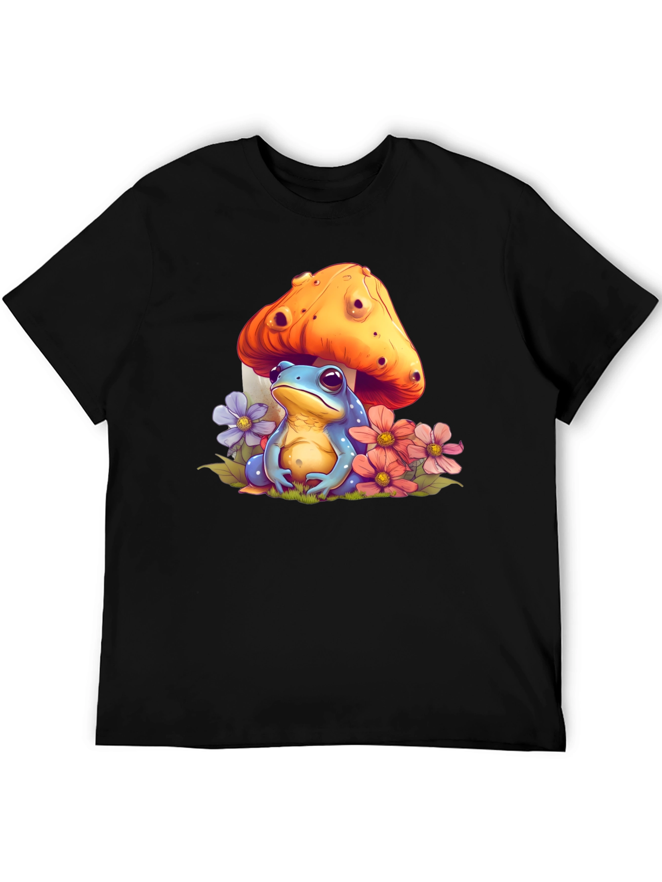 Frog Mushroom Black T-Shirt