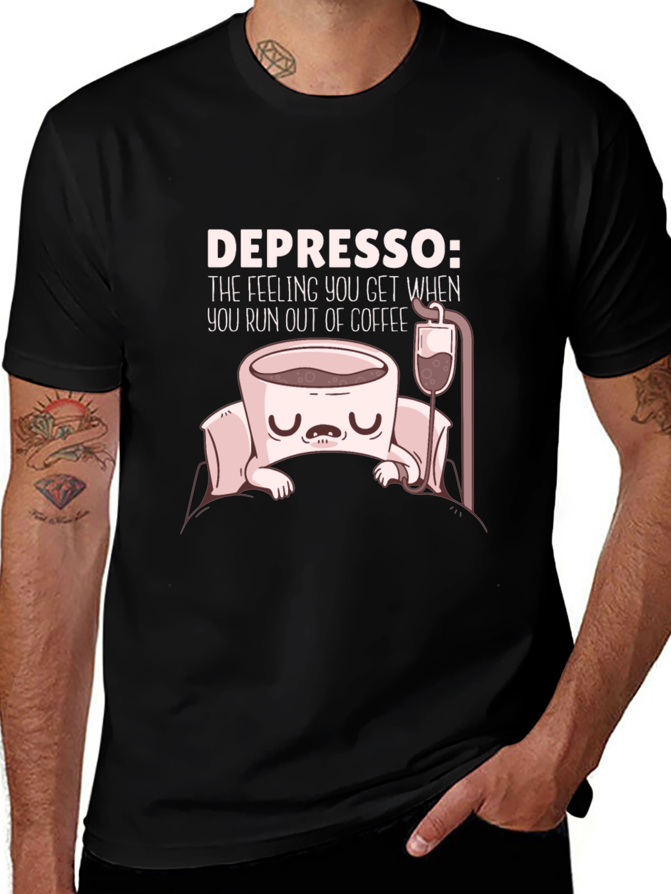 Depresso Coffee T-Shirt Funny Graphic Tee