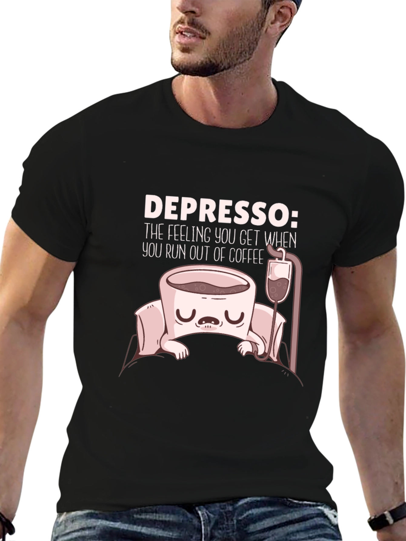 Depresso Coffee T-Shirt Funny Graphic Tee