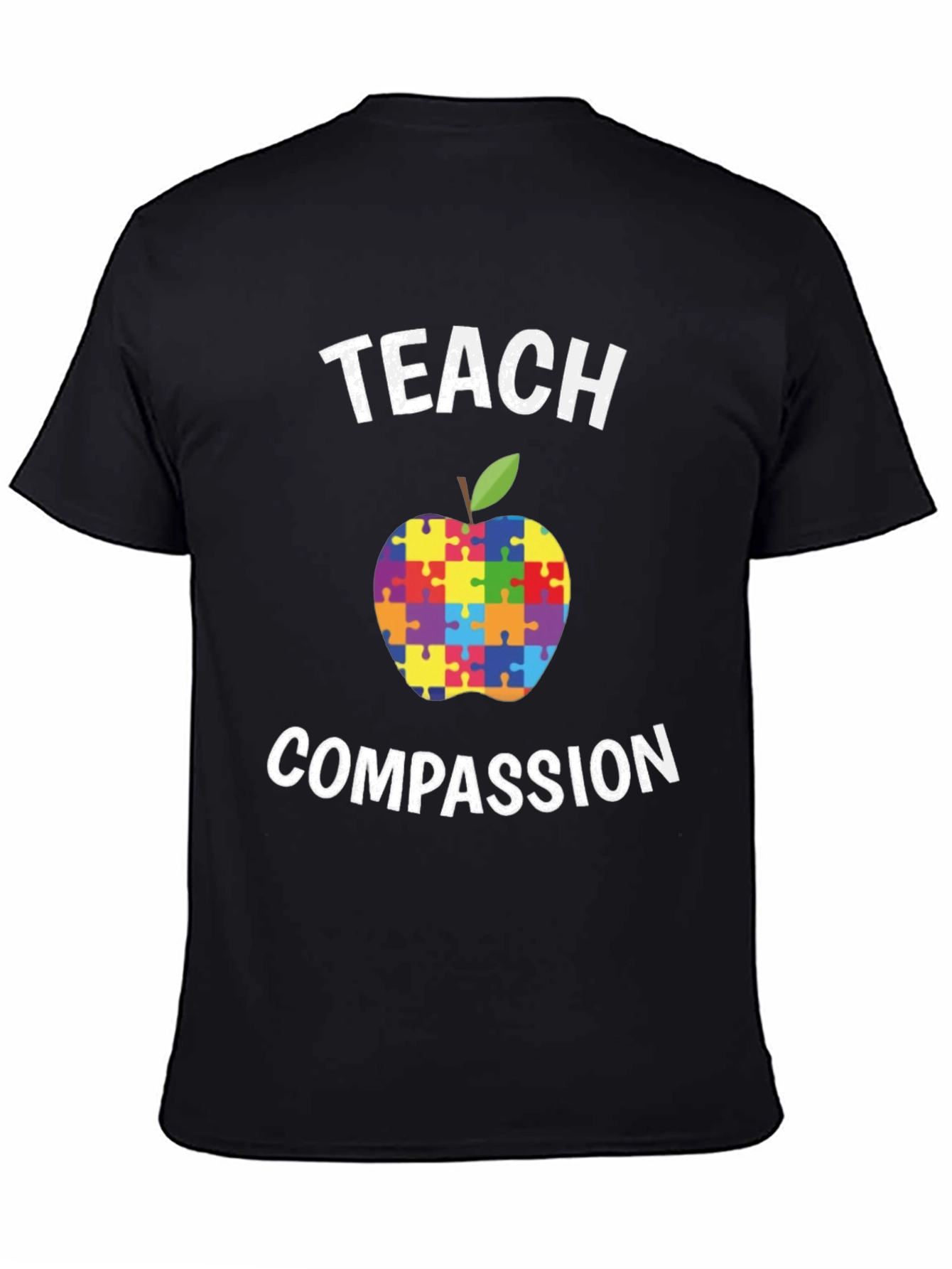 Teach Compassion Autism Awareness Puzzle Apple T-Shirt