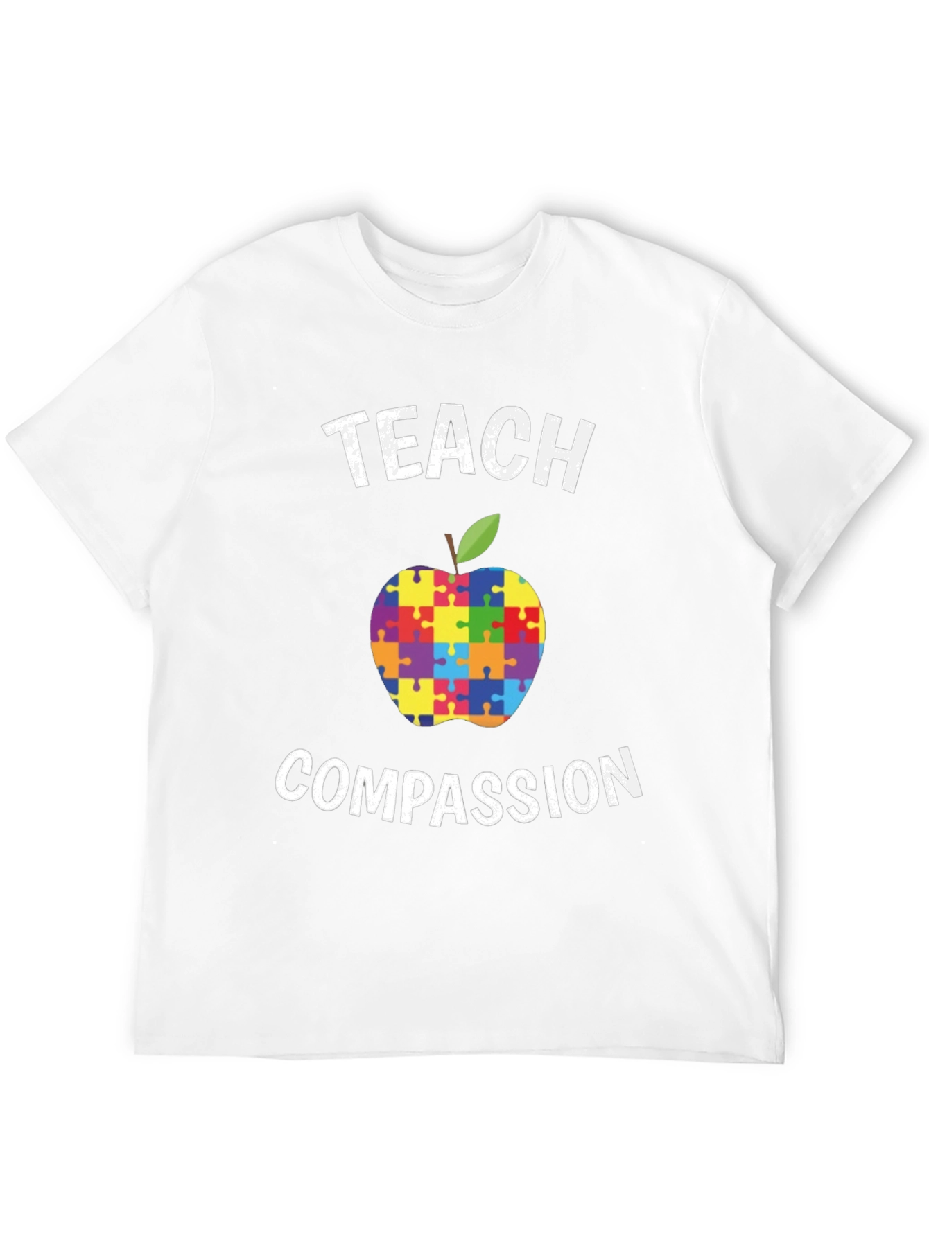 Teach Compassion Autism Awareness Puzzle Apple T-Shirt