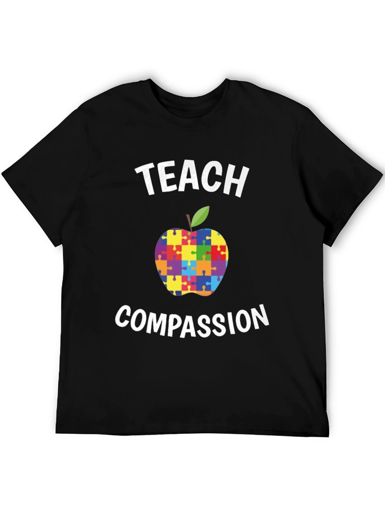 Teach Compassion Autism Awareness Puzzle Apple T-Shirt