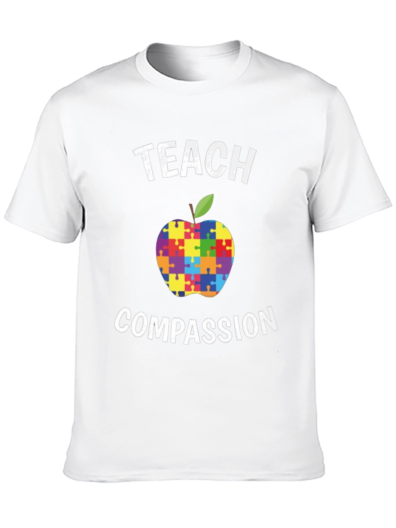 Teach Compassion Autism Awareness Puzzle Apple T-Shirt