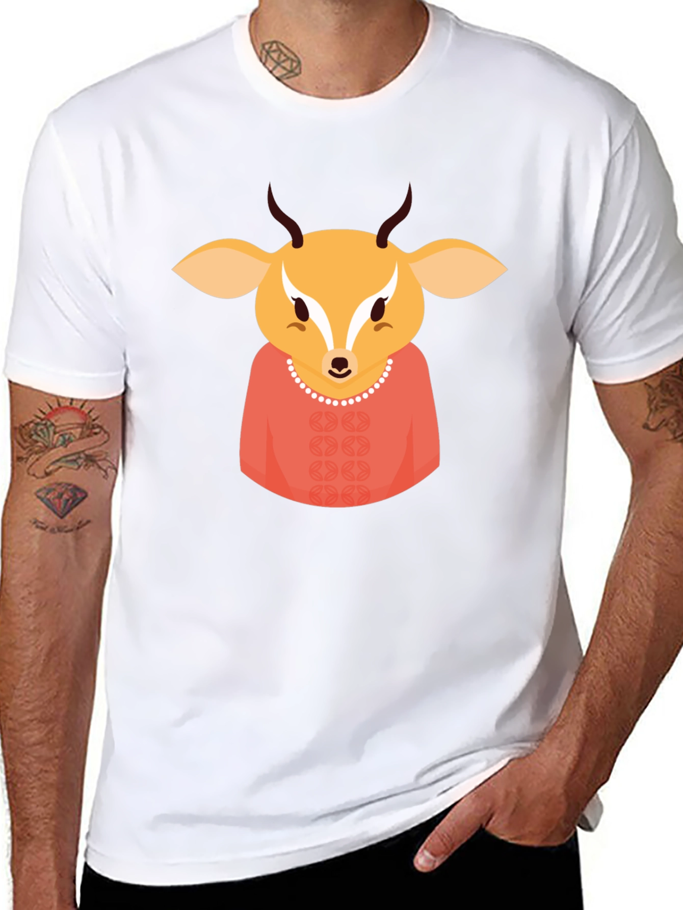 Deer Character Black T-Shirt