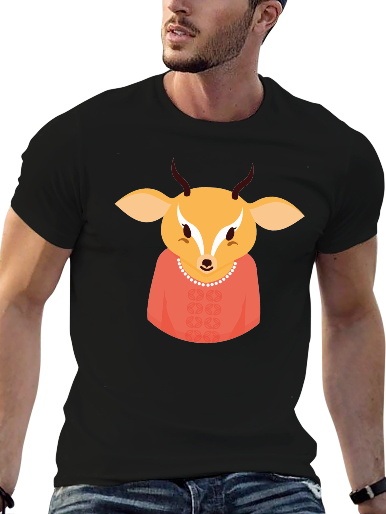 Deer Character Black T-Shirt