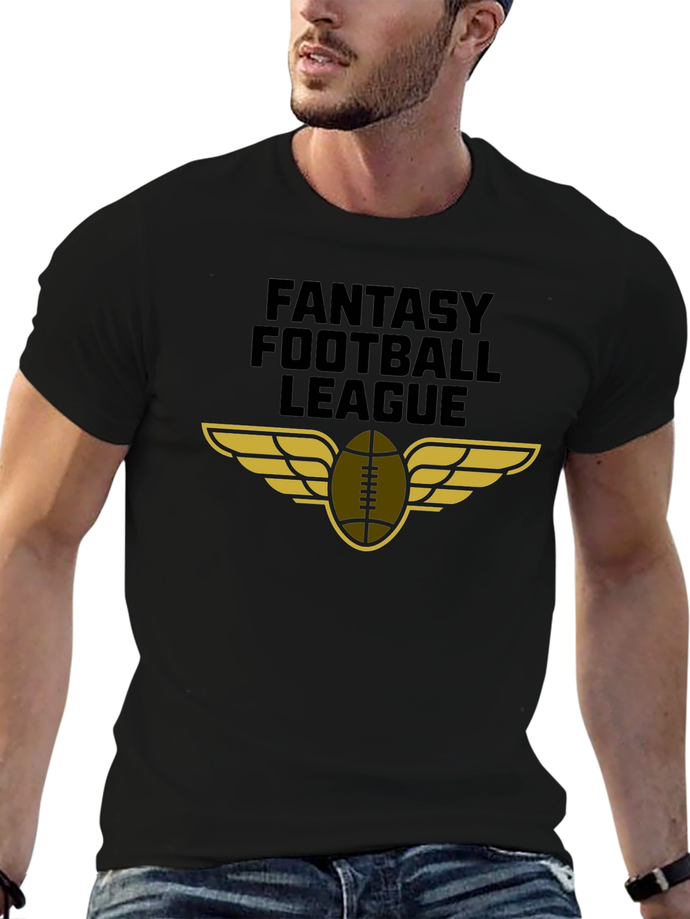 Fantasy Football League Graphic Tee - Black Cotton T-Shirt