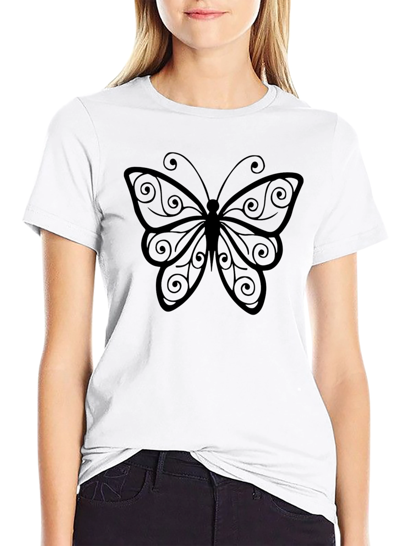 Butterfly Graphic Print Mens Black T-Shirt
