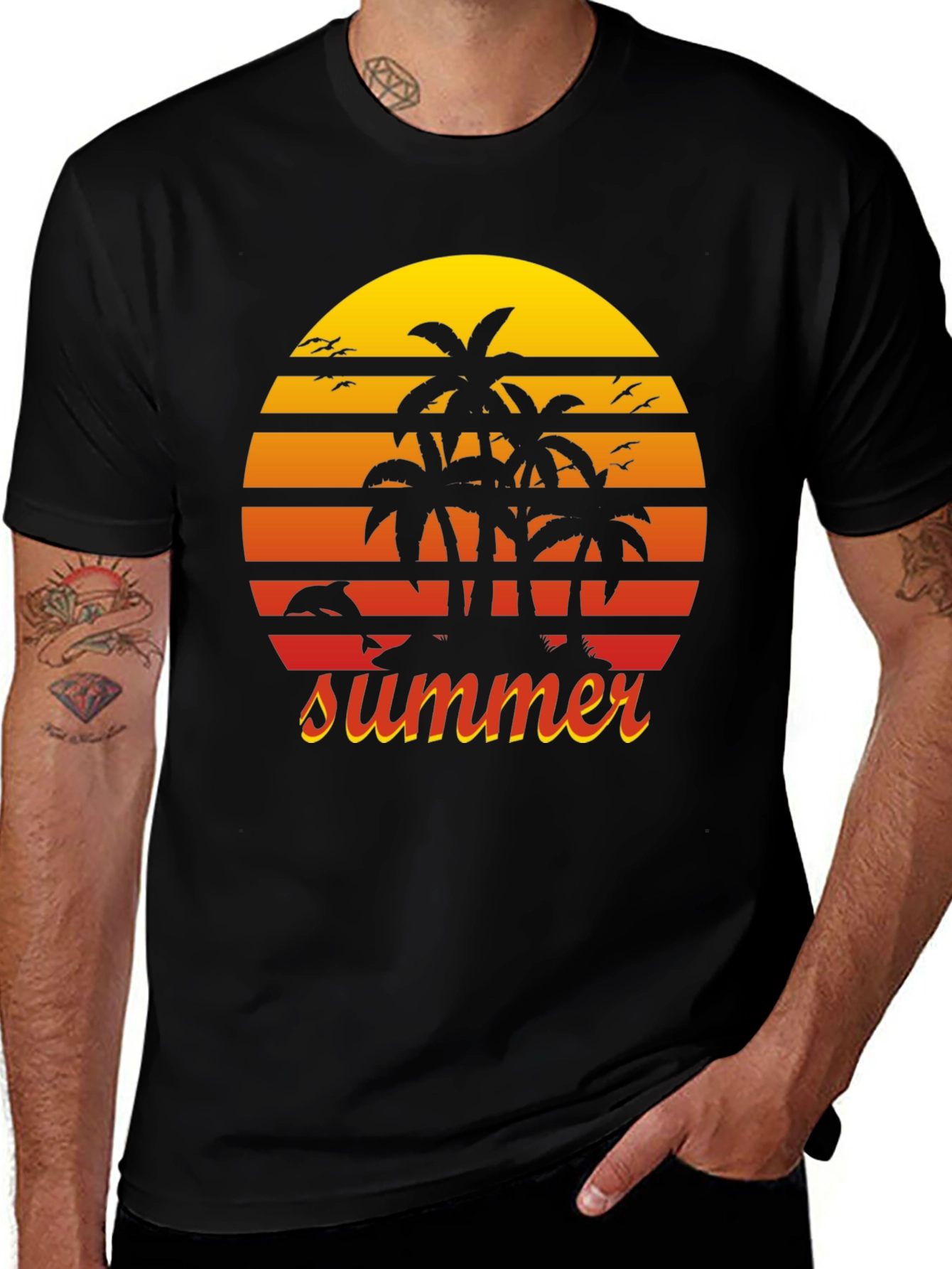 Summer Palm Tree Sunset Graphic Tee