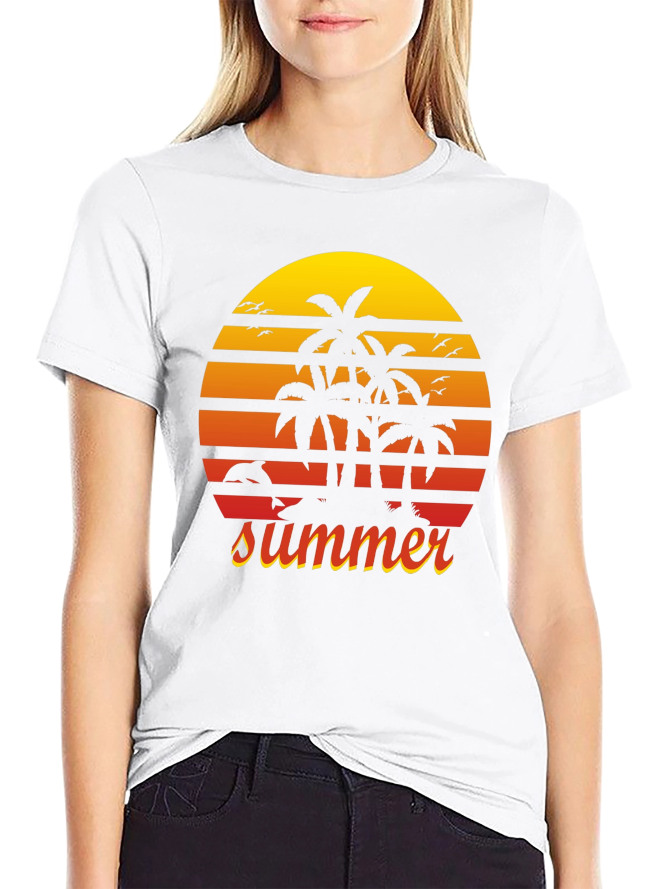 Summer Palm Tree Sunset Graphic Tee