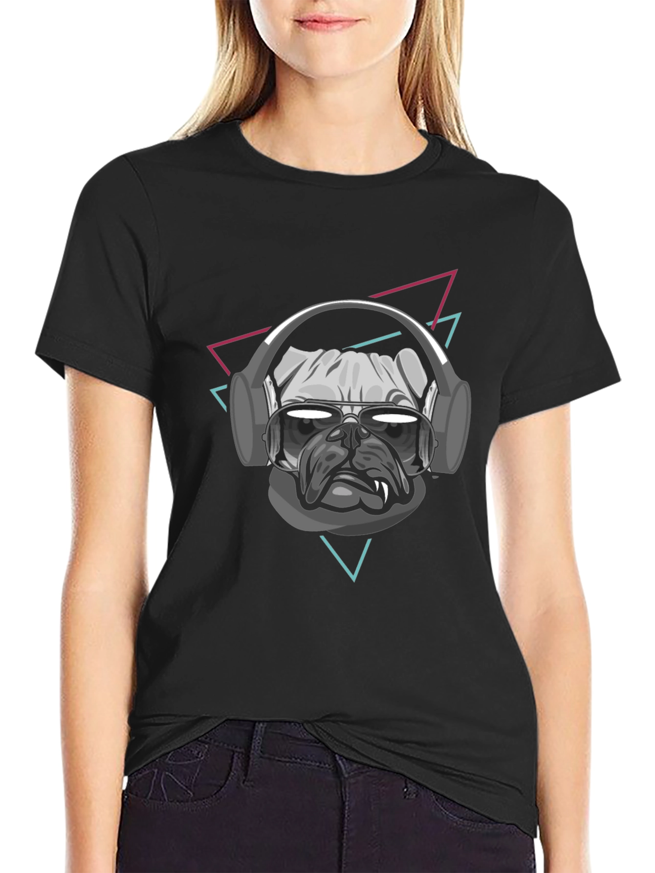 Cool Dog T-Shirt - Pug with Headphones