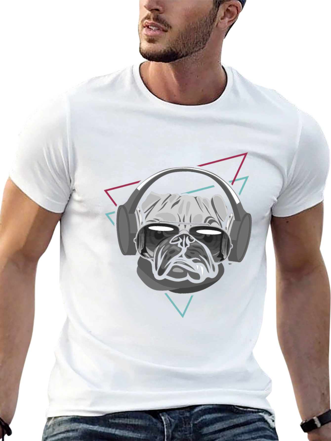 Cool Dog T-Shirt - Pug with Headphones