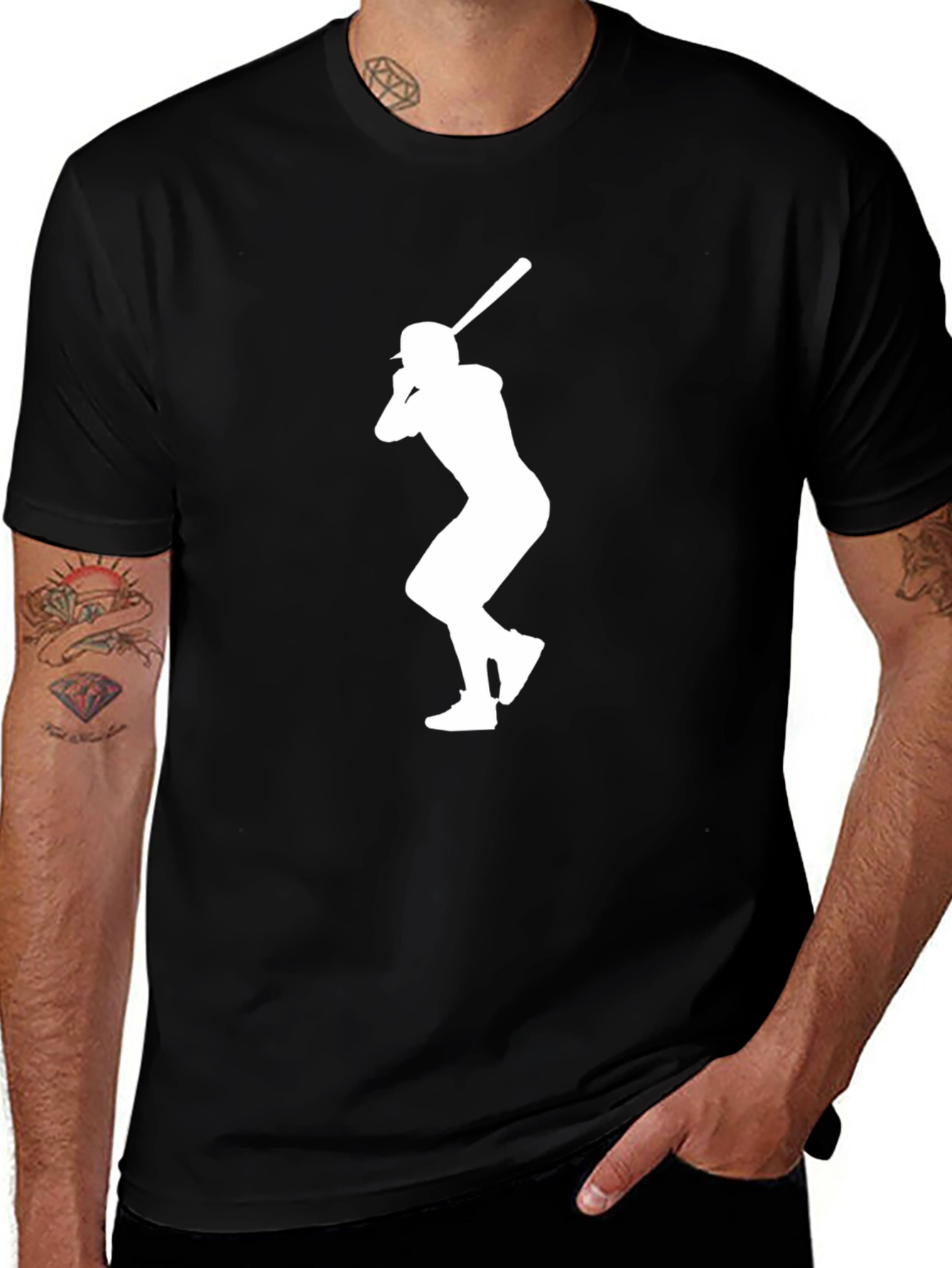 Baseball Player Silhouette Black T-Shirt