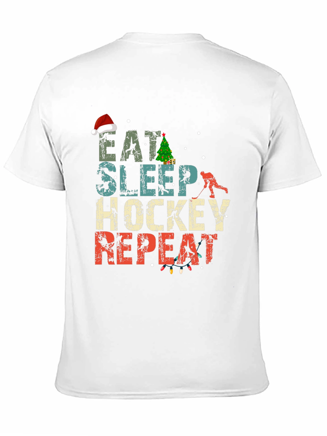 Eat Sleep Hockey Repeat Christmas T-Shirt