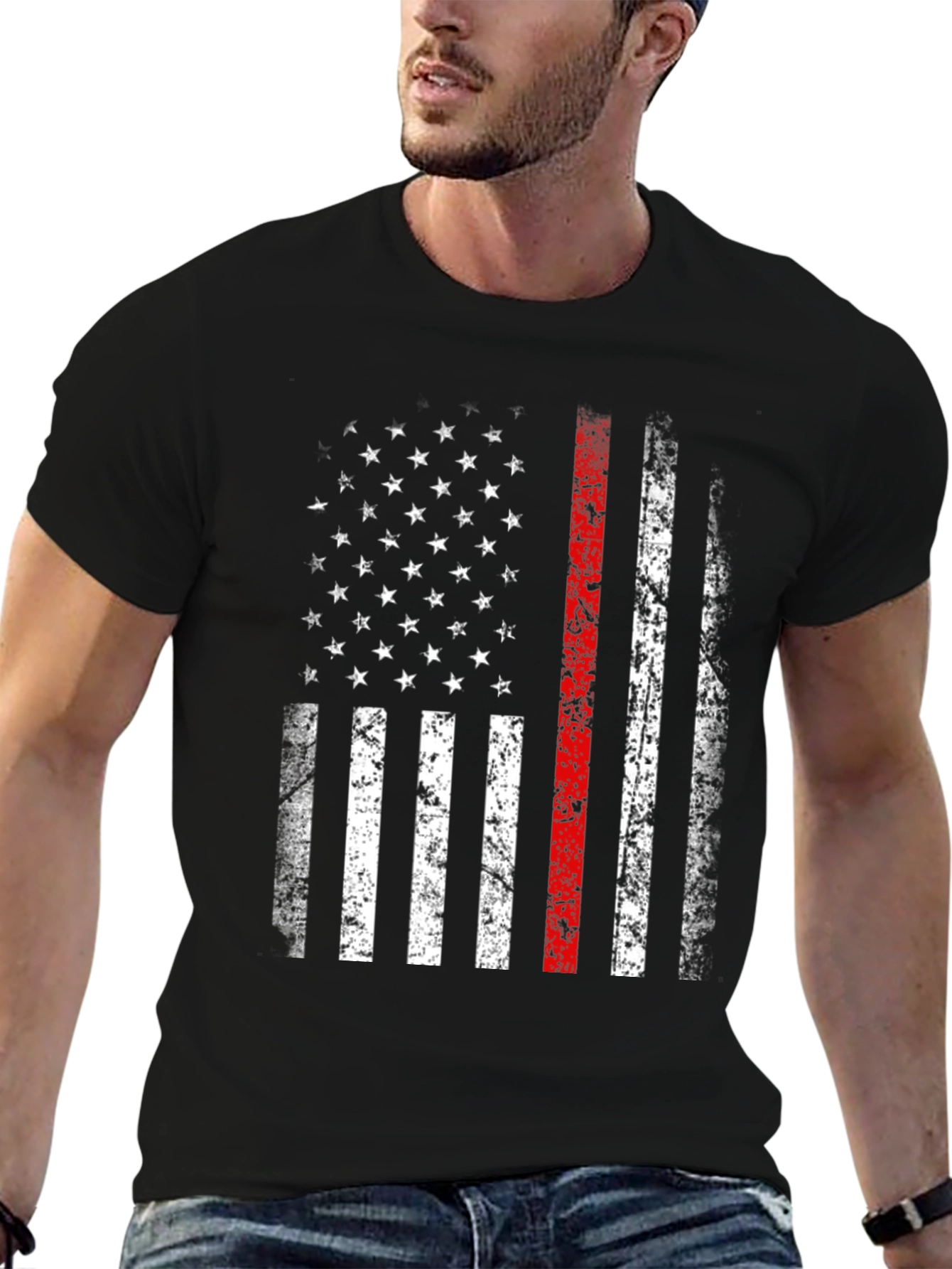 Thin Red Line American Flag Graphic Tee