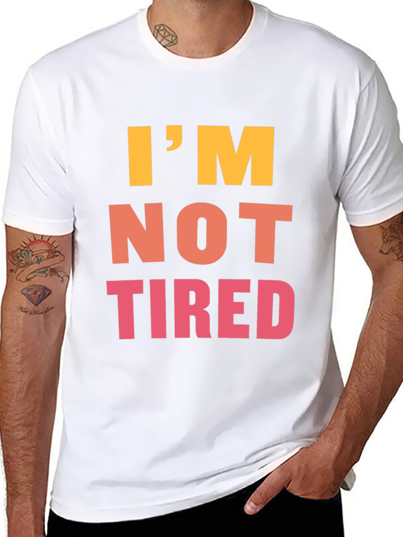 Im Not Tired Graphic Tee - Black Casual T-Shirt