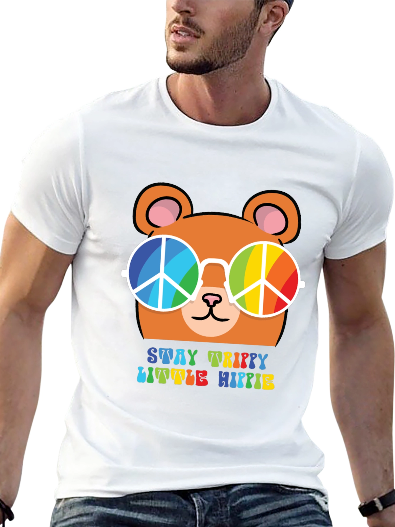 Stay Trippy Little Hippie Bear Graphic Tee