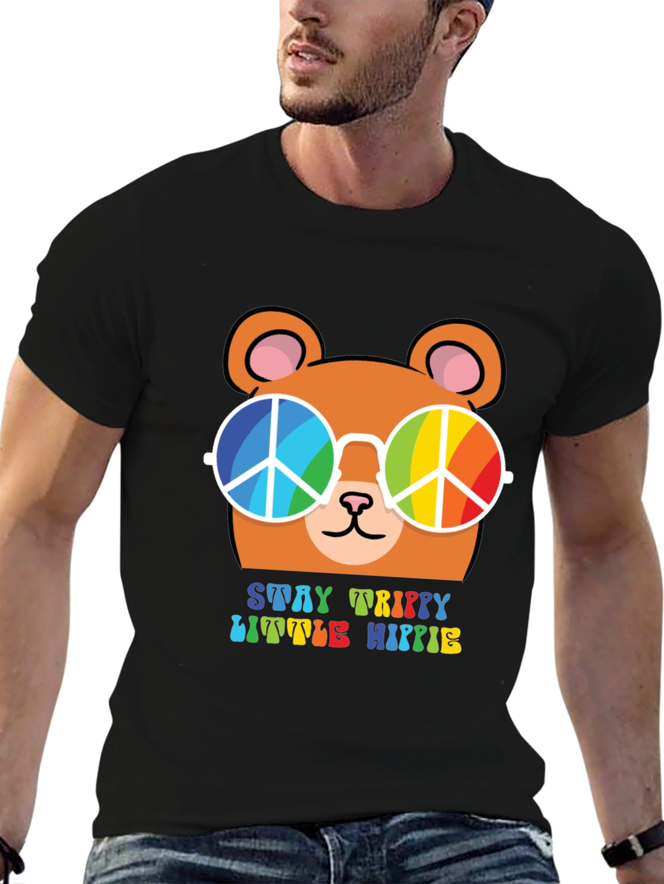 Stay Trippy Little Hippie Bear Graphic Tee