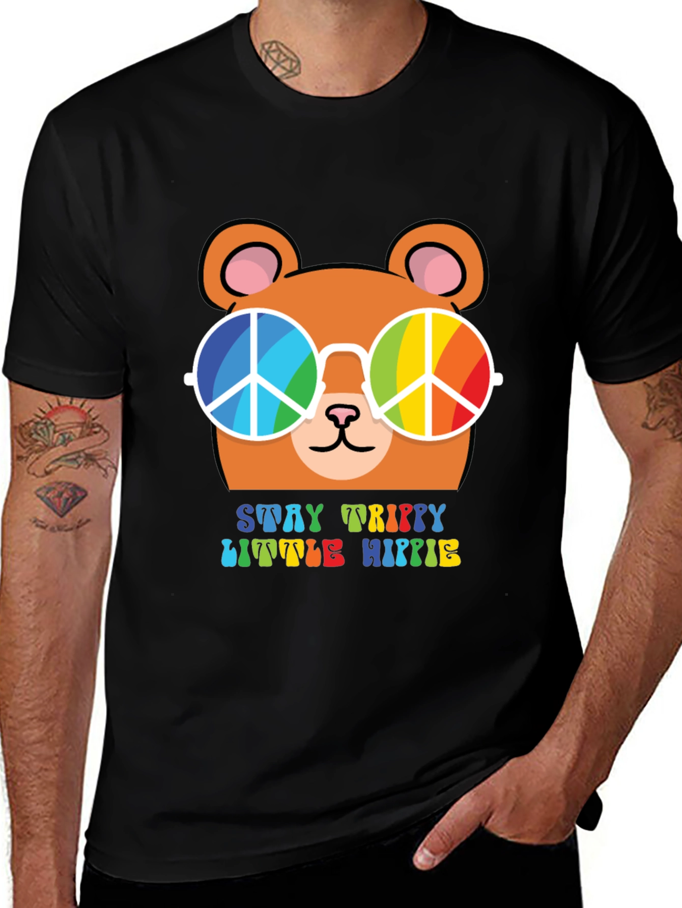 Stay Trippy Little Hippie Bear Graphic Tee