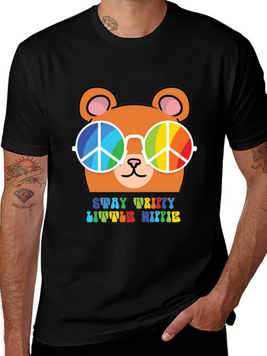 Stay Trippy Little Hippie Bear Graphic Tee