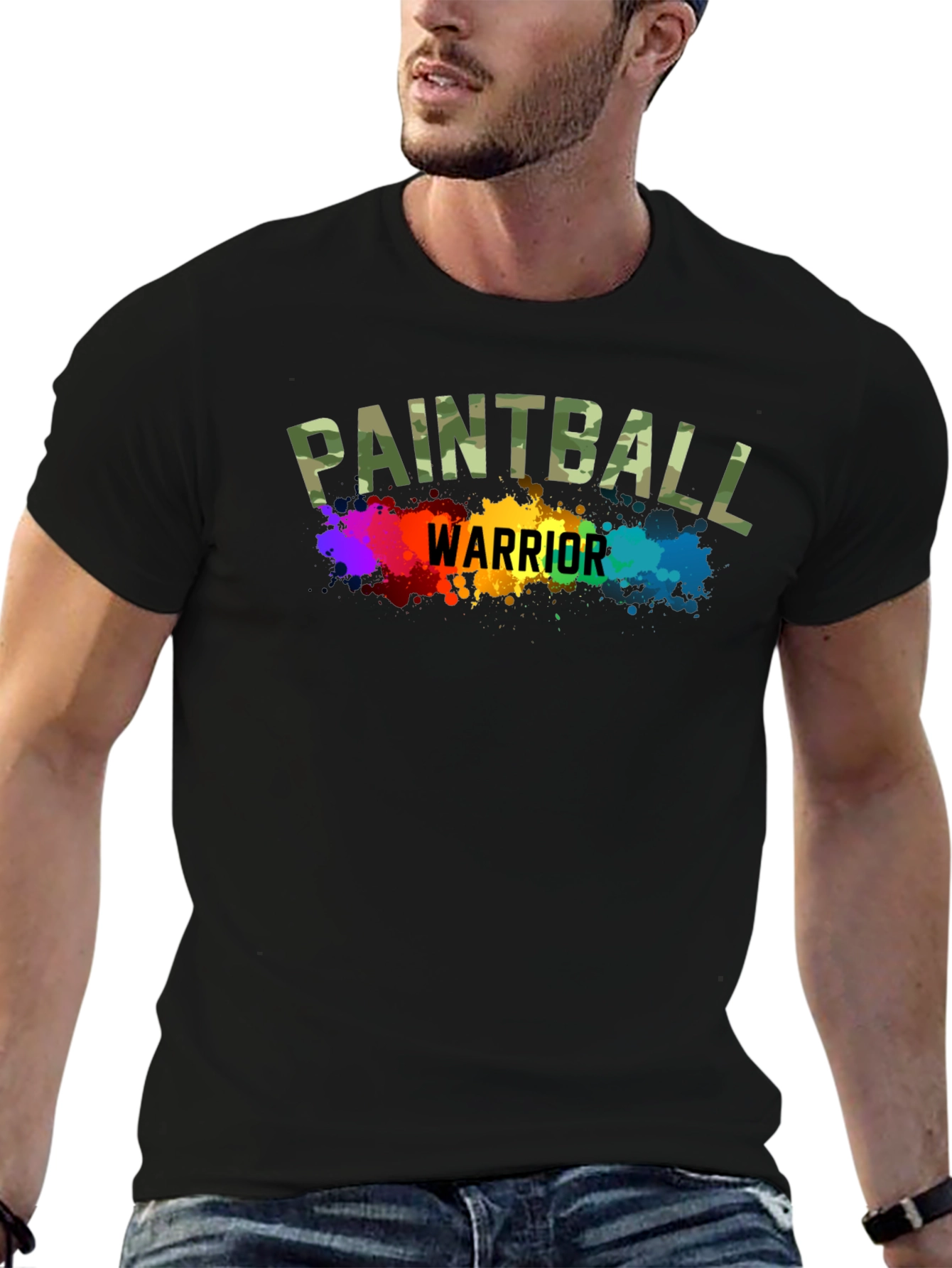 Paintball Warrior Graphic T-Shirt - Black Cotton Tee
