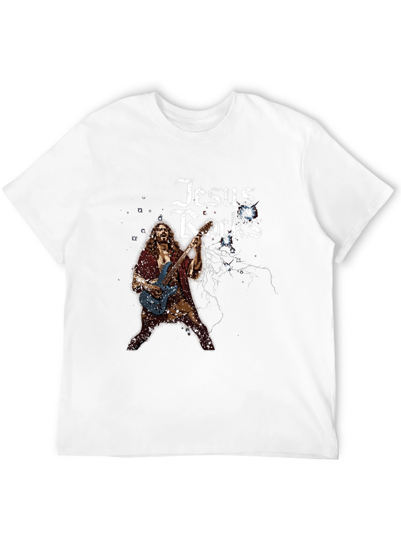 Jesus Rocks Graphic Tee - Black Cotton T-Shirt
