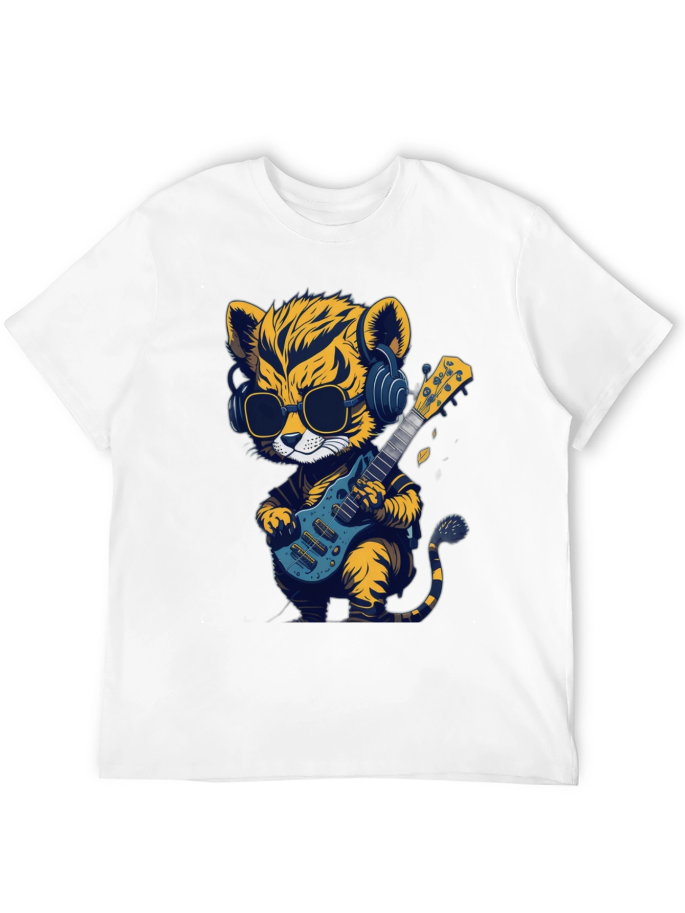 Cool Tiger Guitarist Graphic T-Shirt