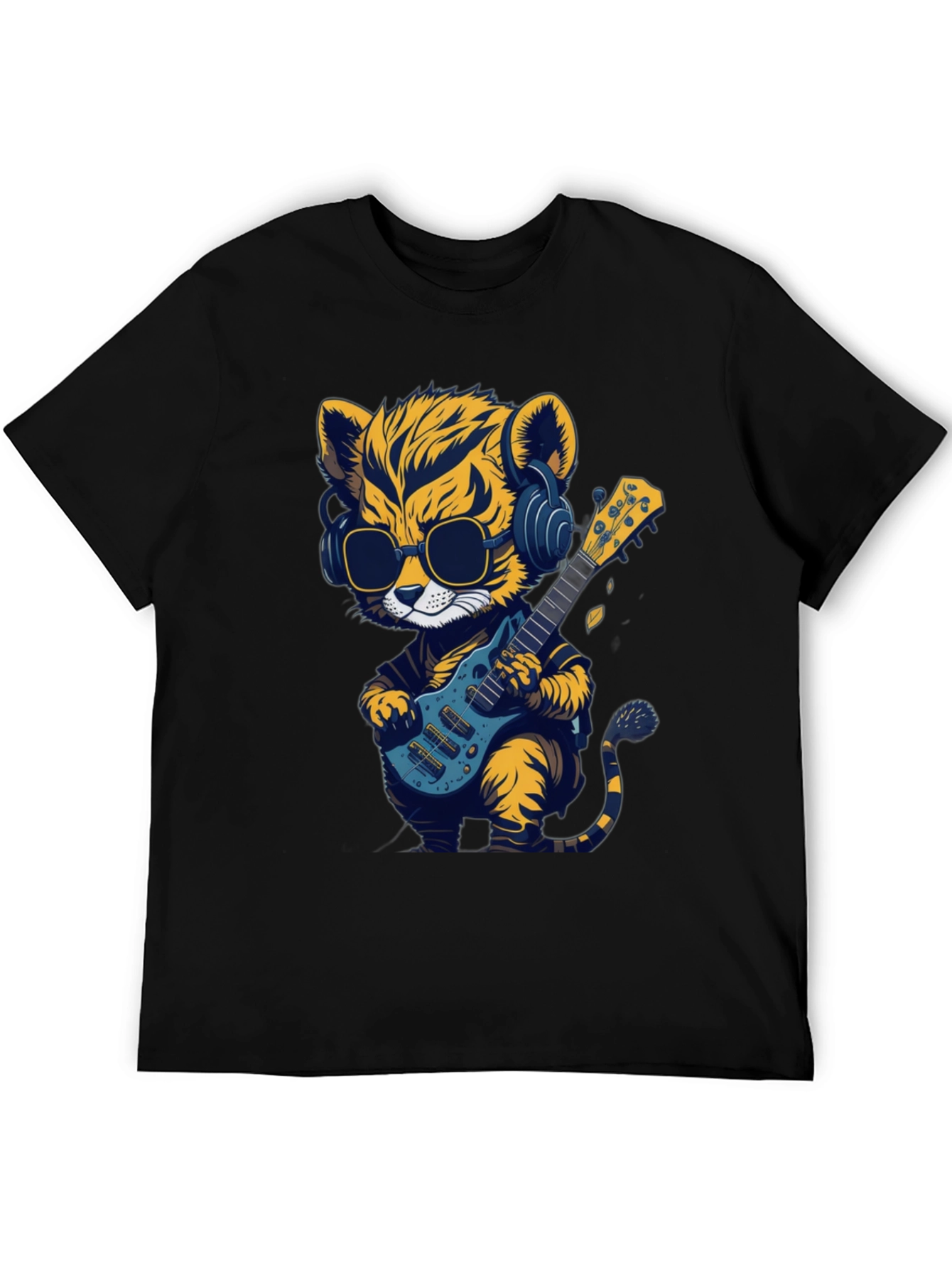 Cool Tiger Guitarist Graphic T-Shirt