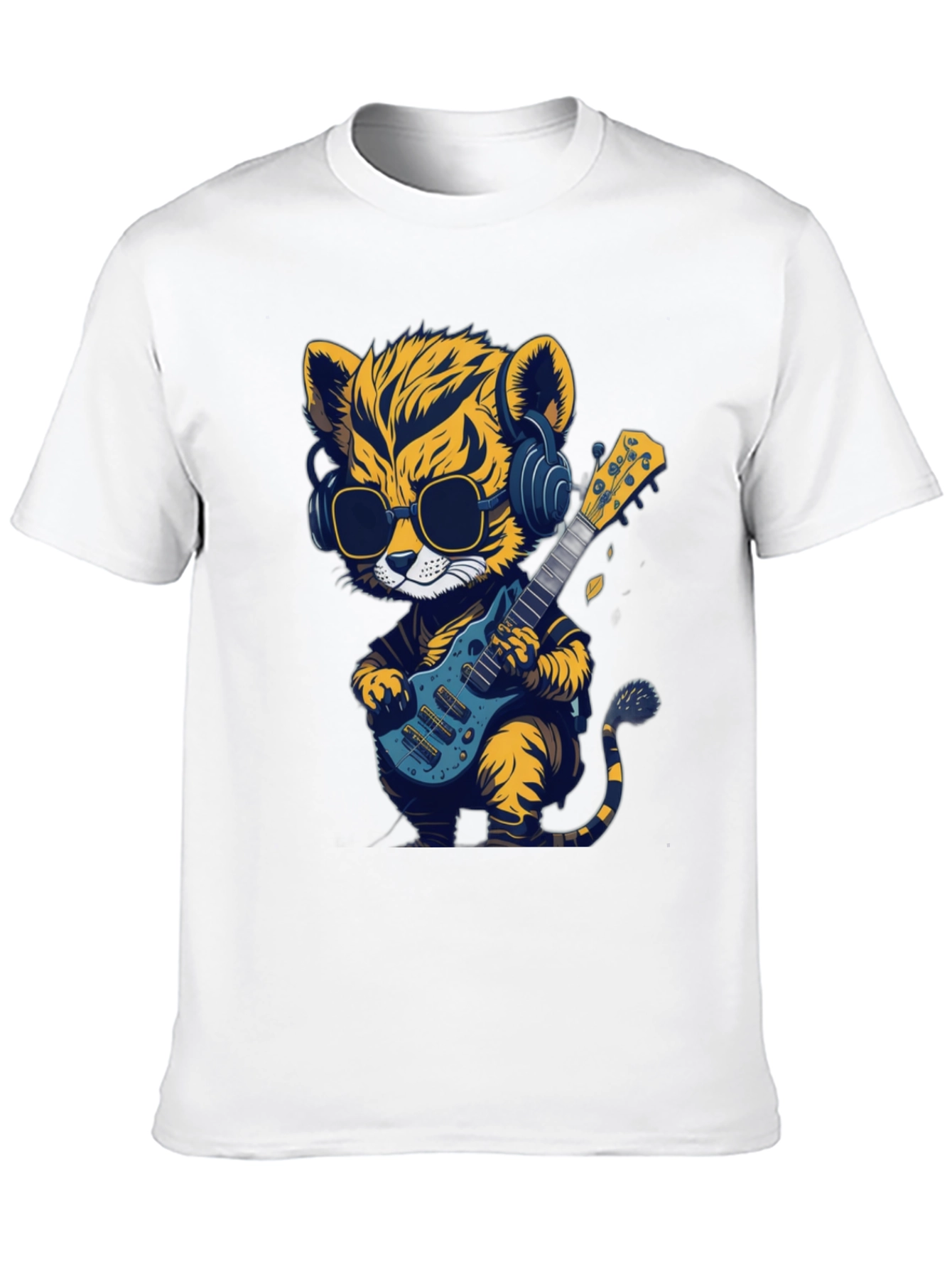 Cool Tiger Guitarist Graphic T-Shirt