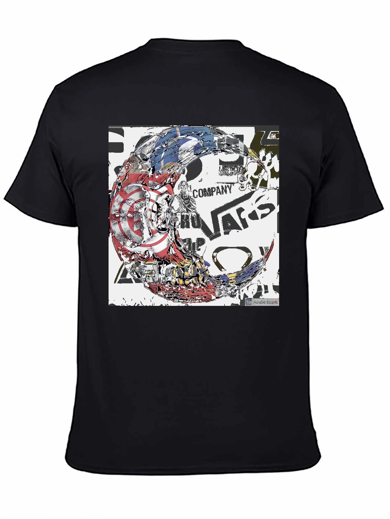 Abstract Graphic Print Black Tee