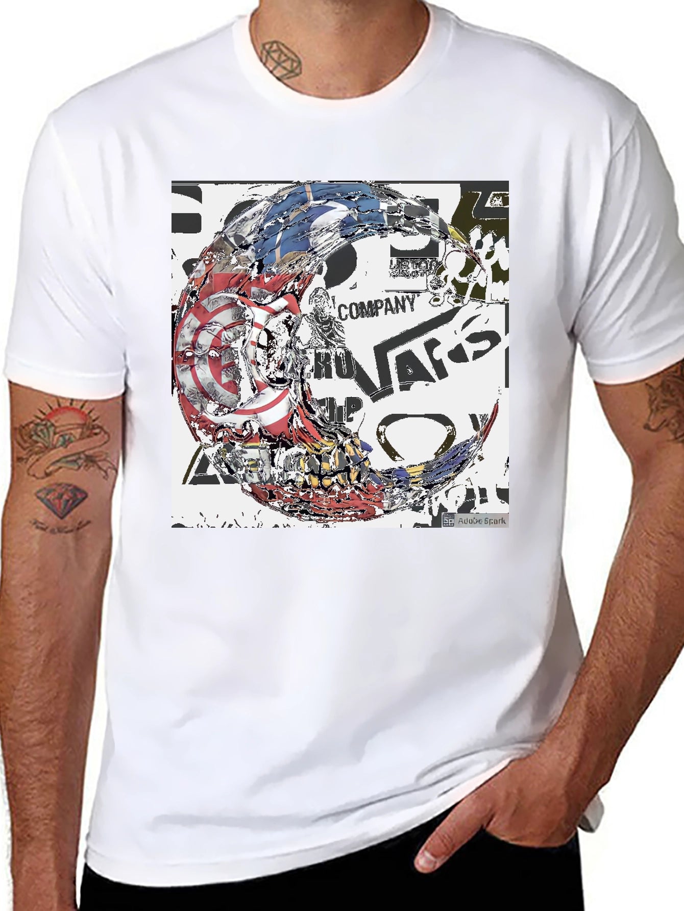 Abstract Graphic Print Black Tee