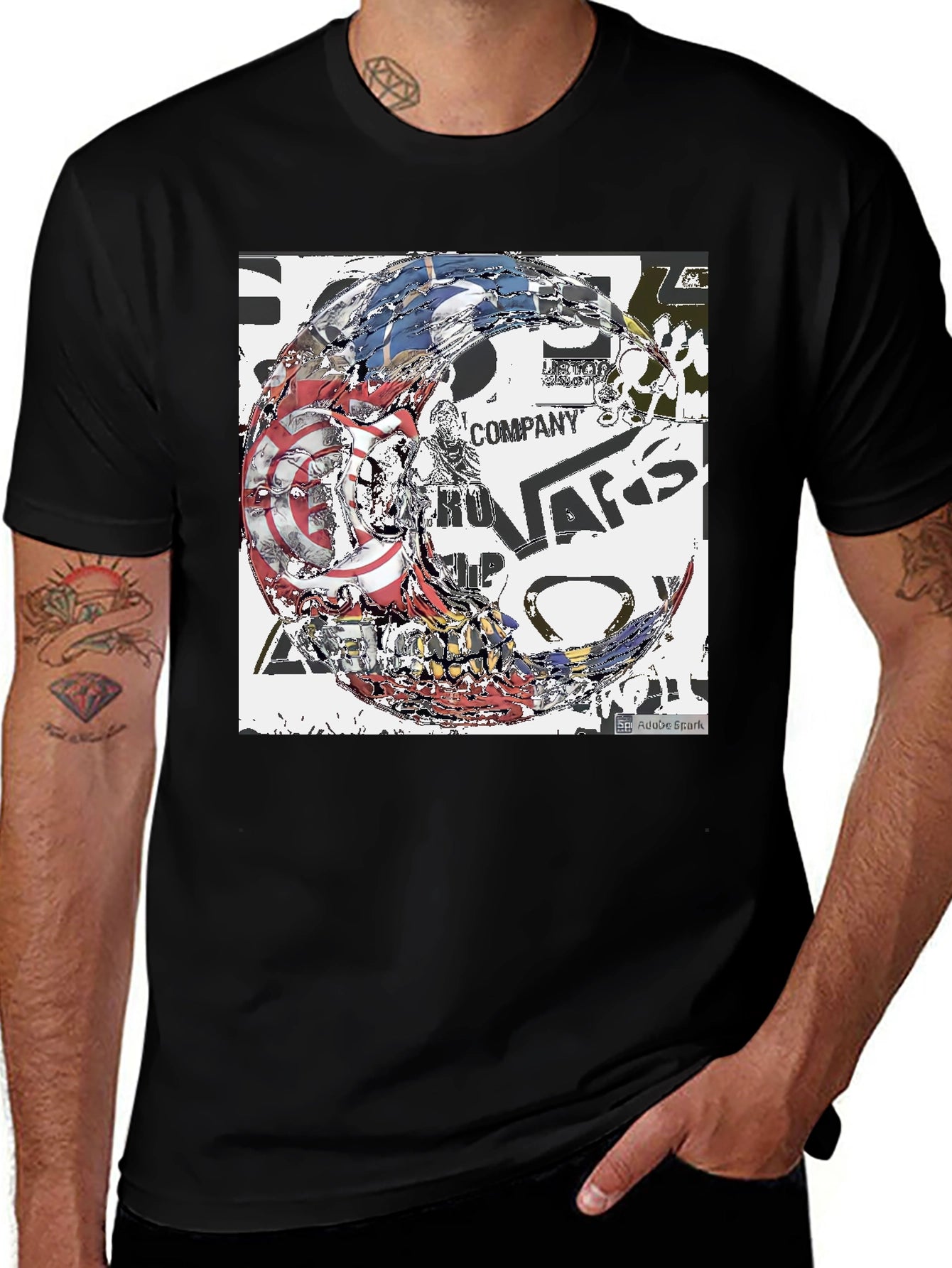 Abstract Graphic Print Black Tee