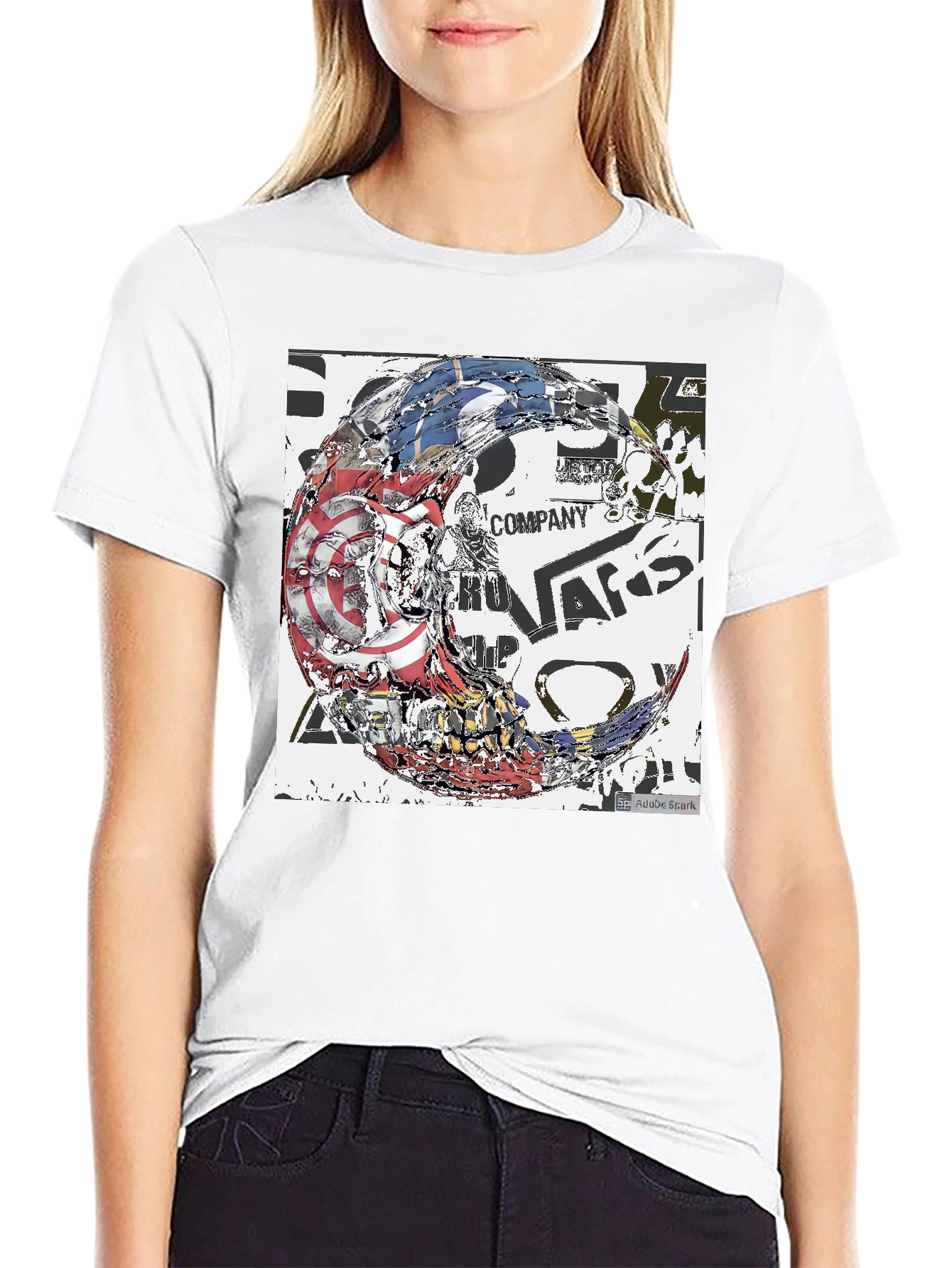 Abstract Graphic Print Black Tee
