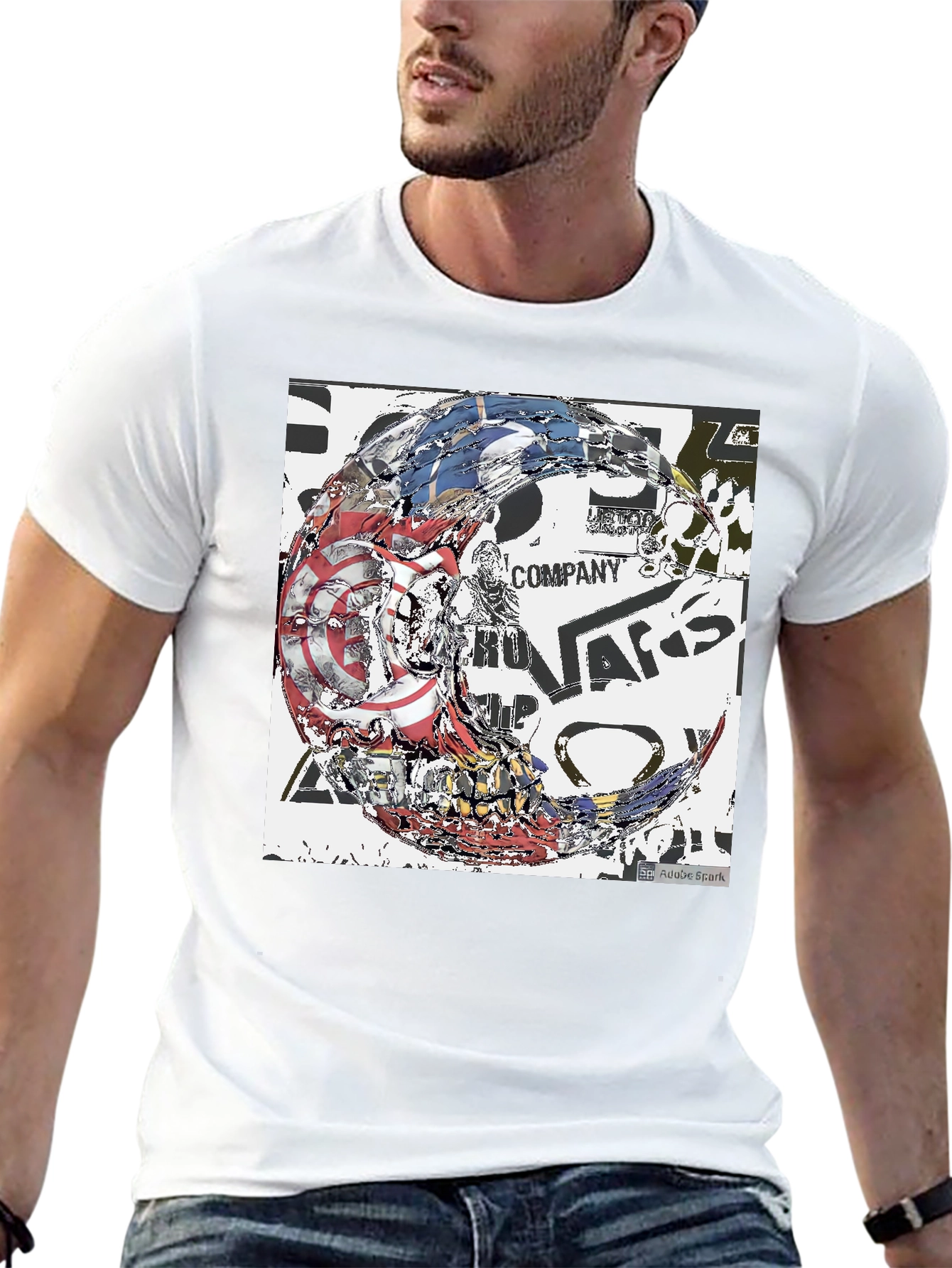 Abstract Graphic Print Black Tee