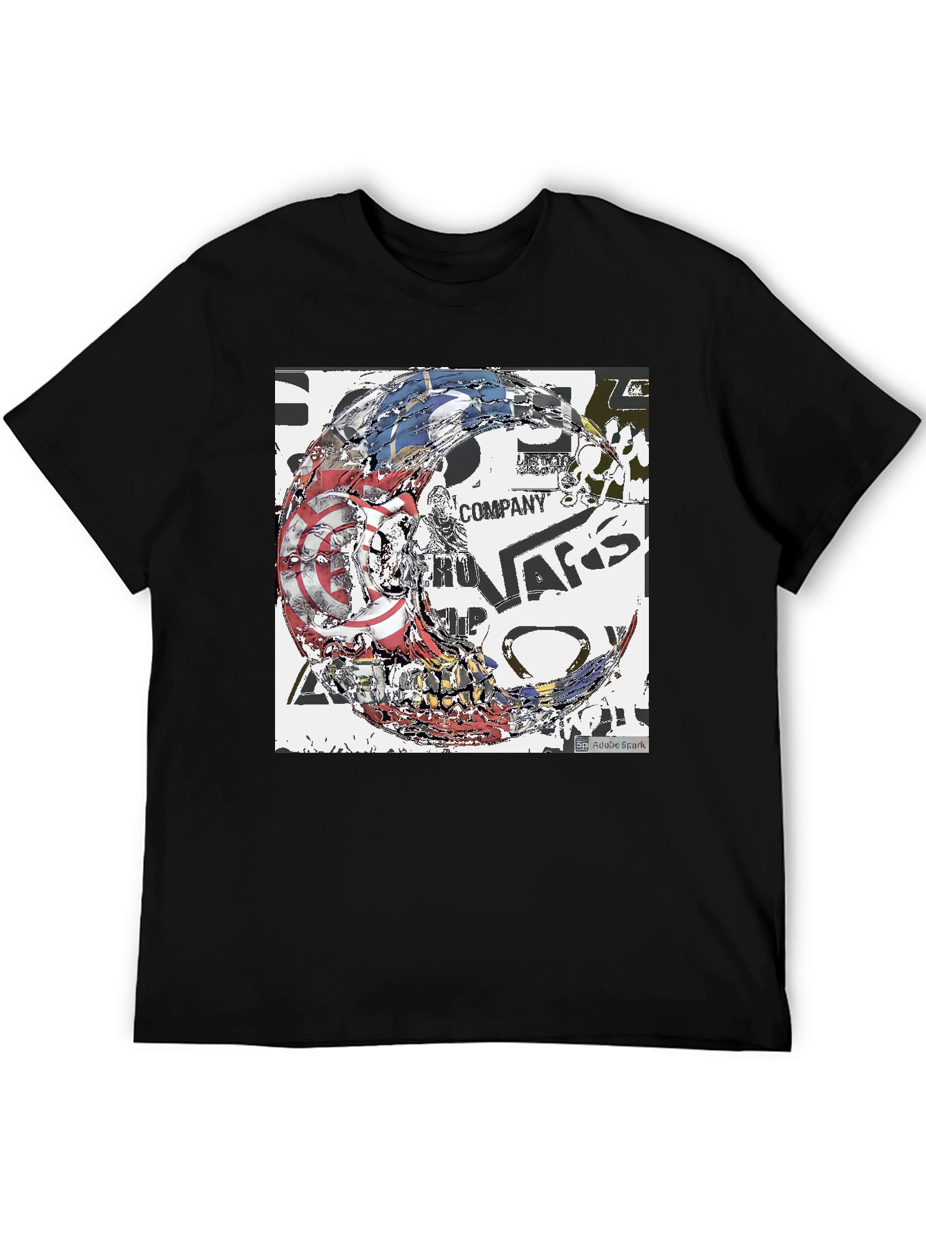 Abstract Graphic Print Black Tee