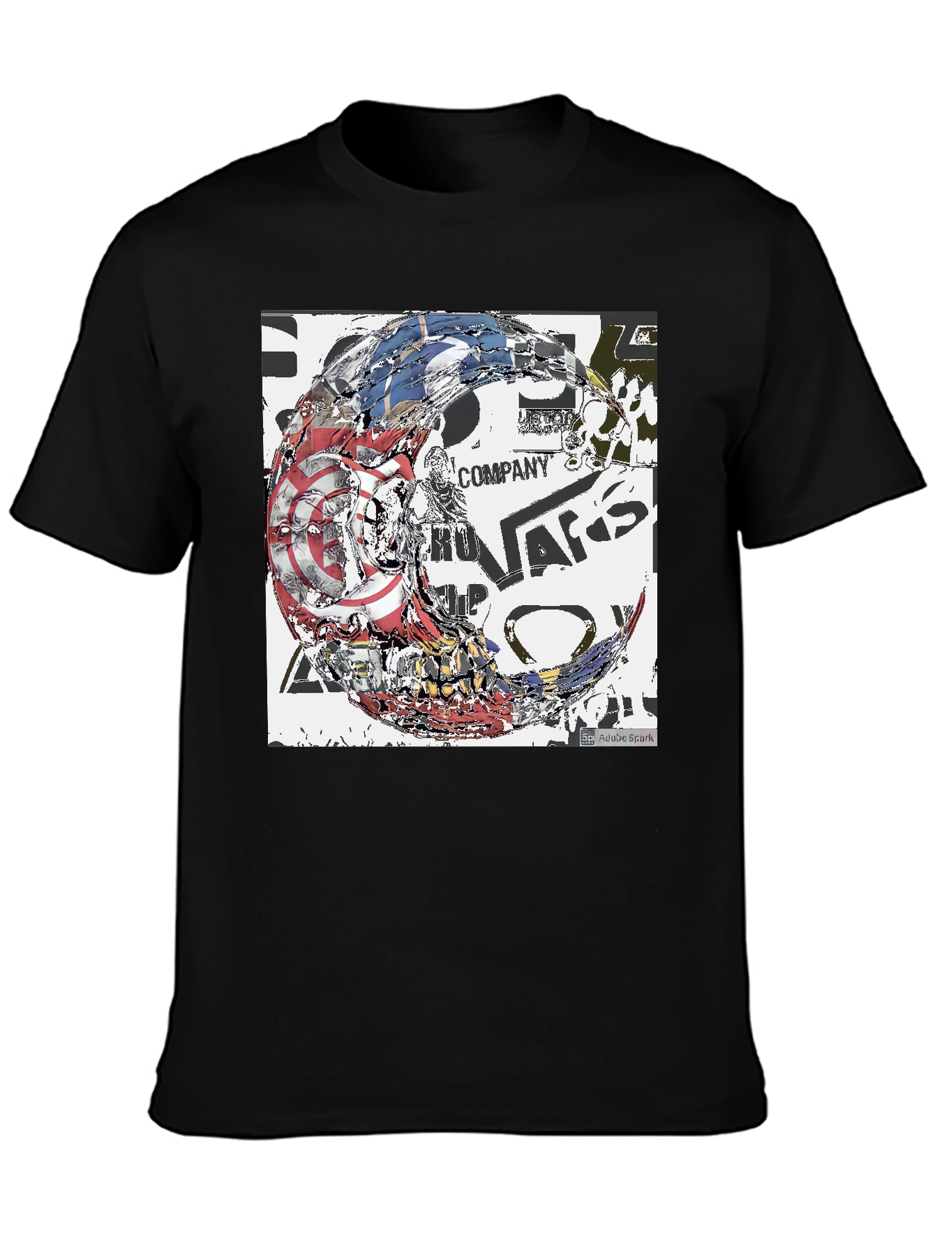 Abstract Graphic Print Black Tee