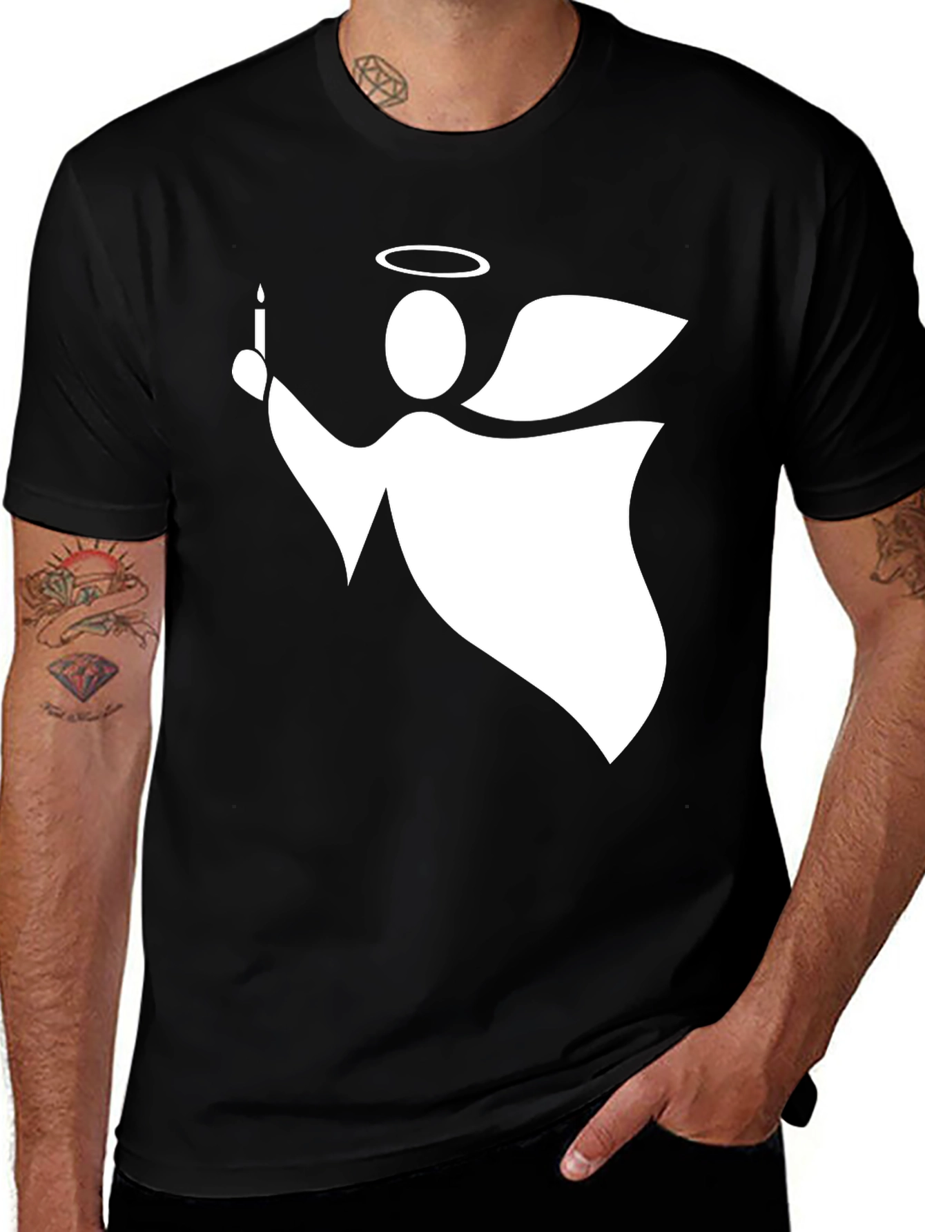 Angel with Candle Graphic T-Shirt